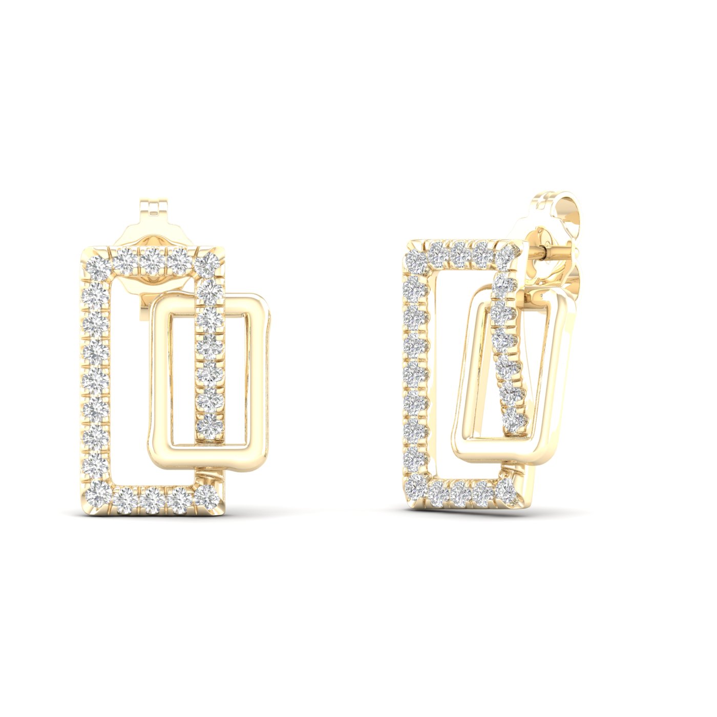 1/4 Cts. Double Rectangle Fashion Earring