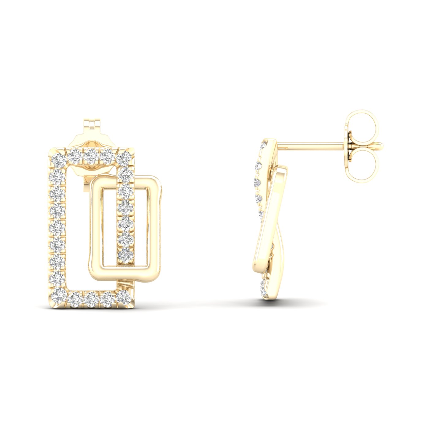 1/4 Cts. Double Rectangle Fashion Earring