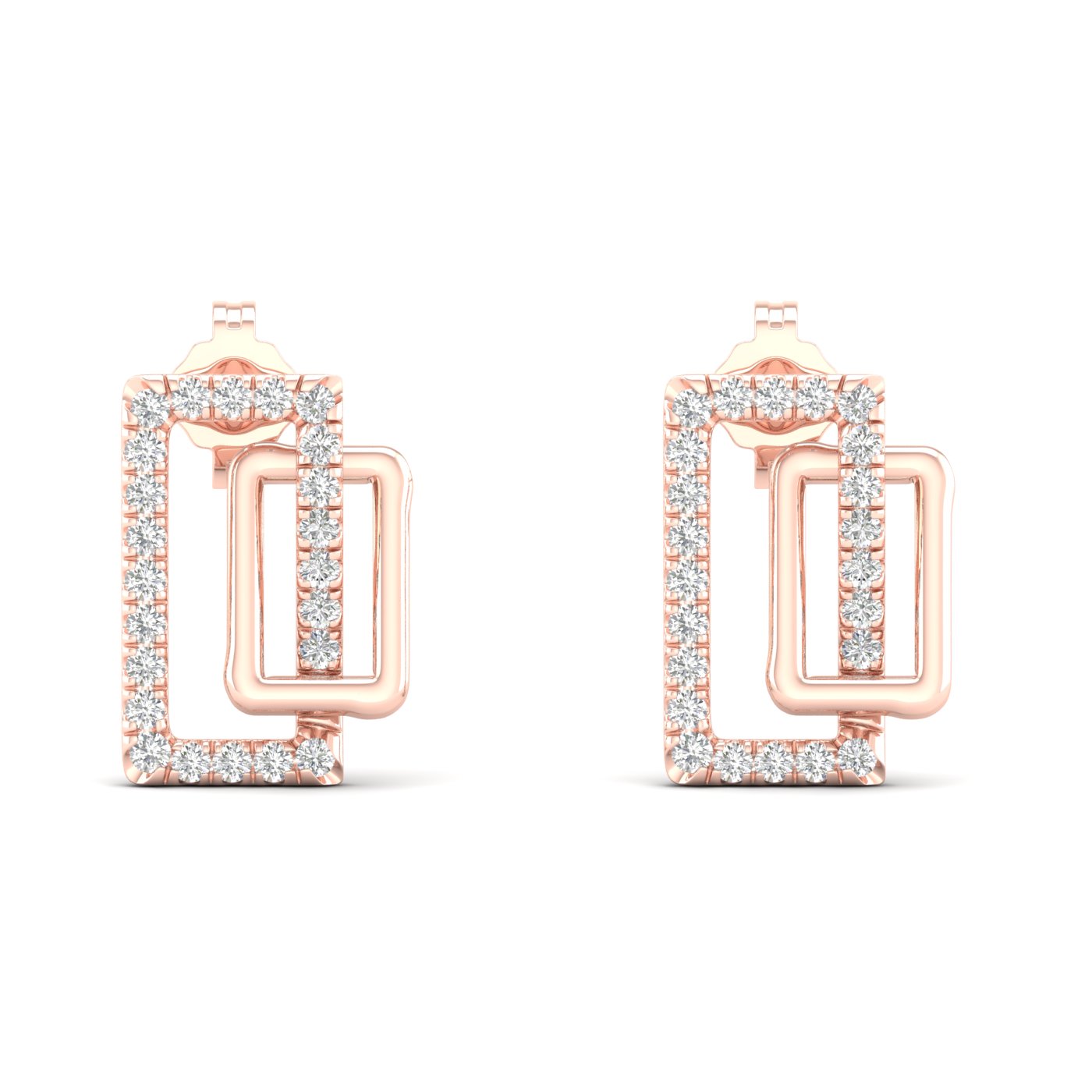 1/4 Cts. Double Rectangle Fashion Earring