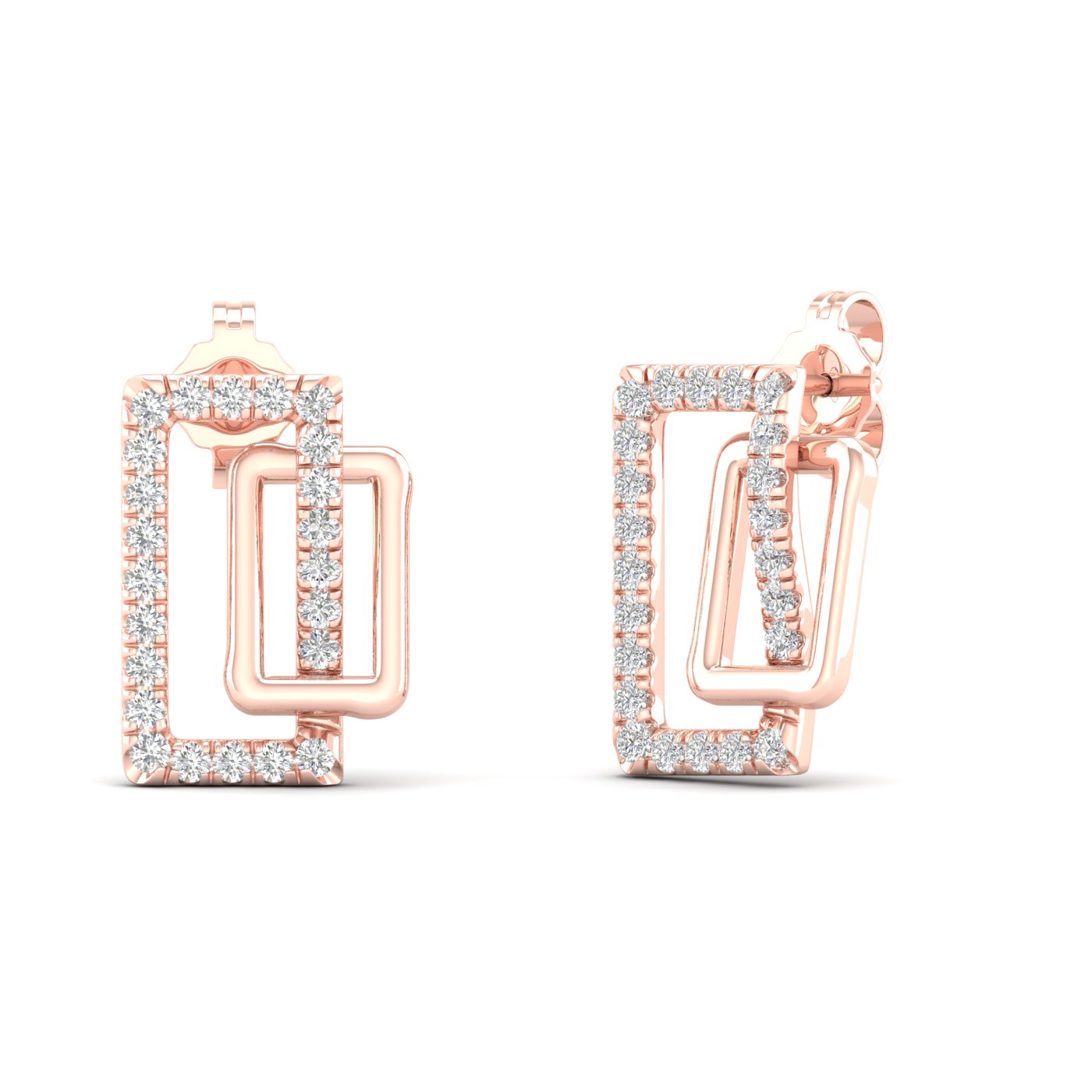 1/4 Cts. Double Rectangle Fashion Earring