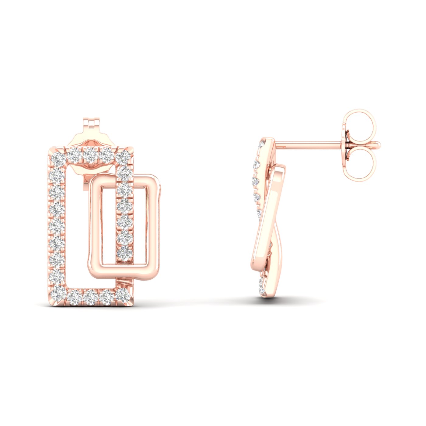 1/4 Cts. Double Rectangle Fashion Earring