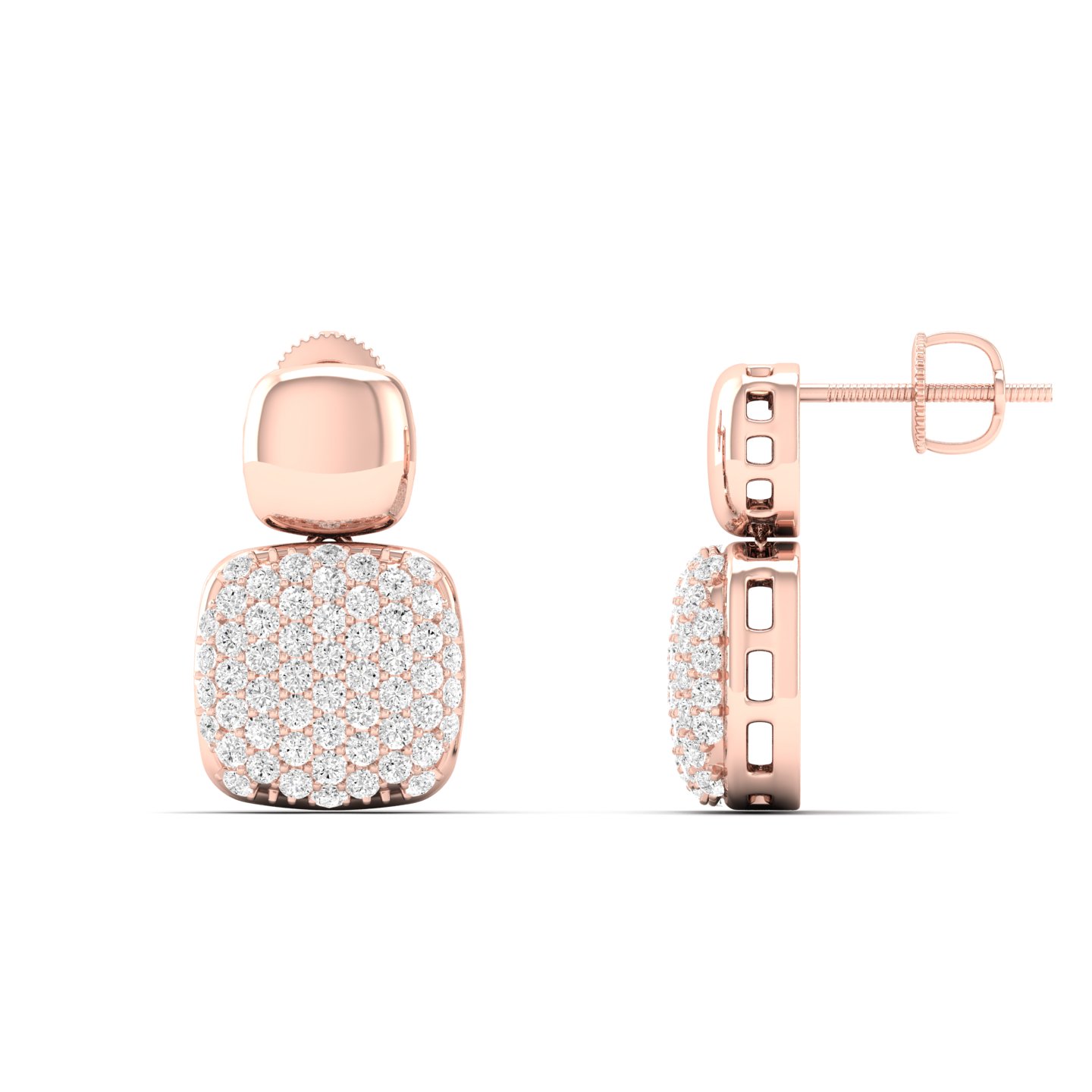 1/3 Cts. Cushion Pave Fashion Earring