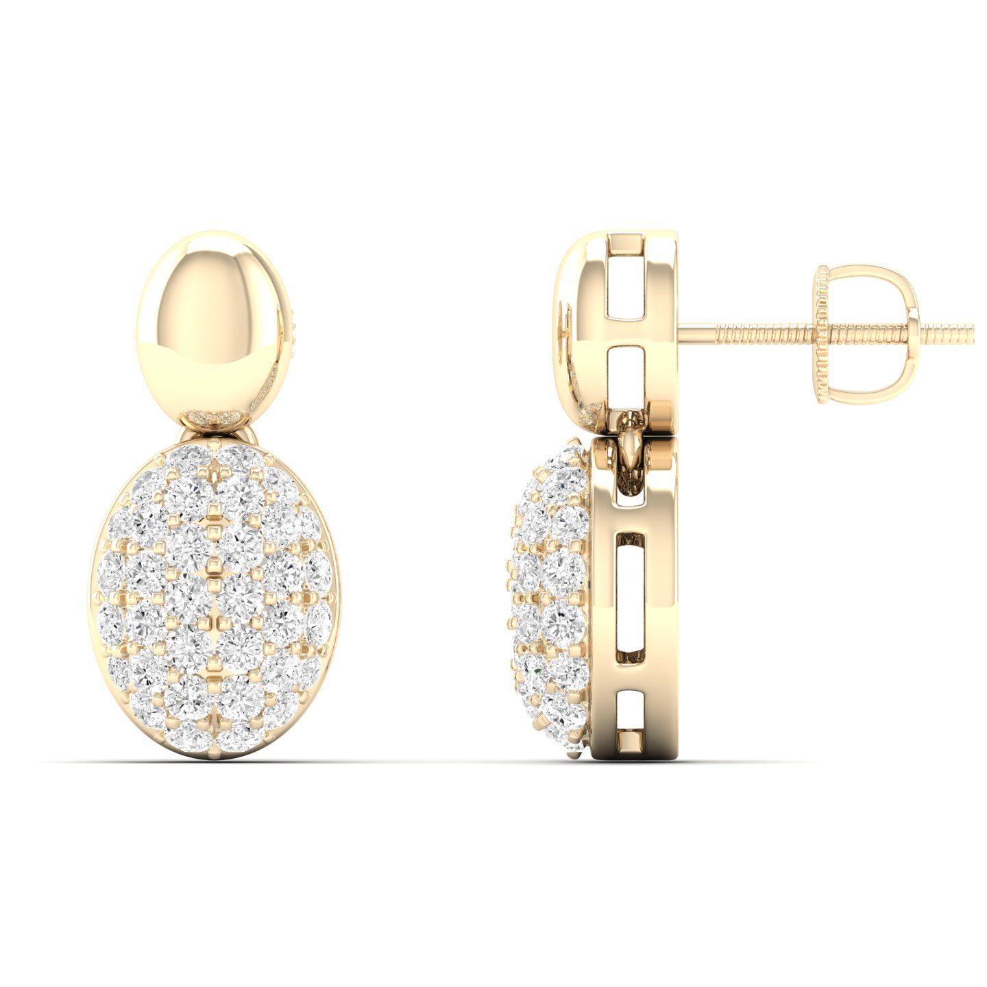1/3 Cts. Oval Pave Fashion Earring
