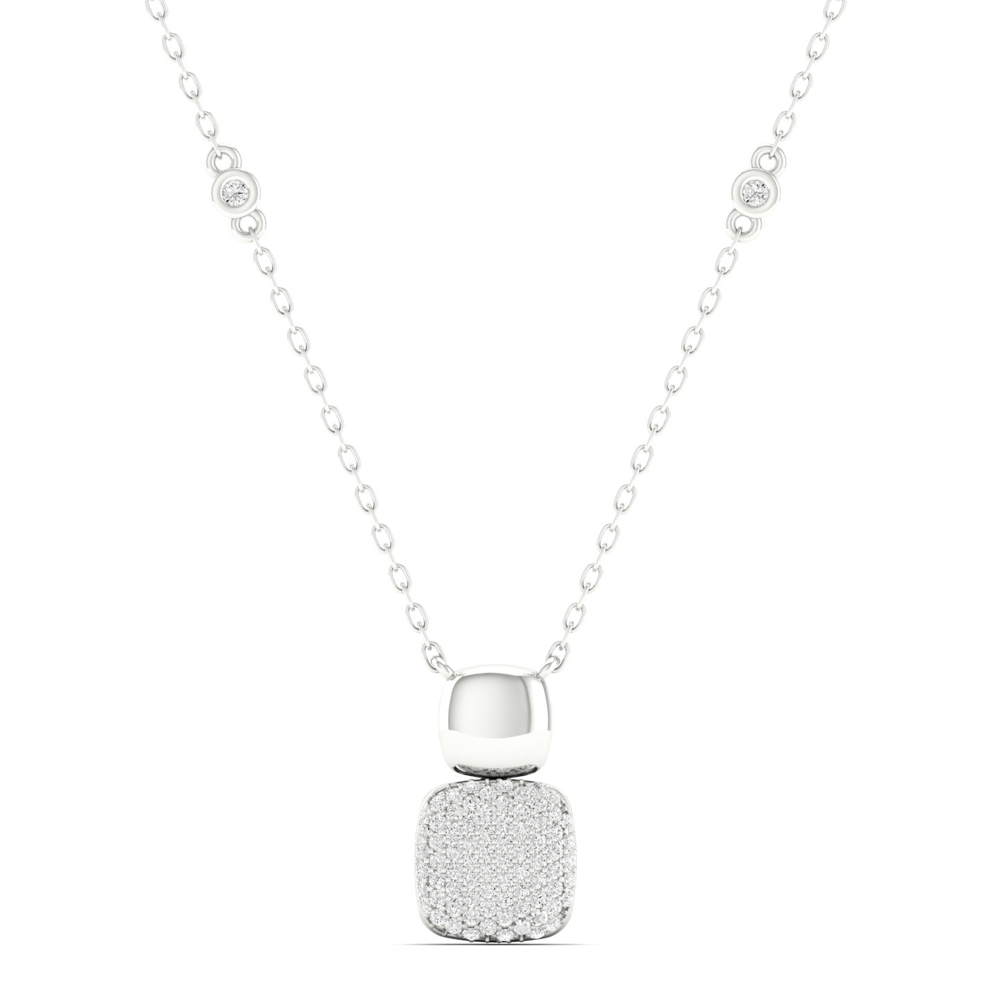 1/4 Cts. Cushion Pave Fashion Necklace