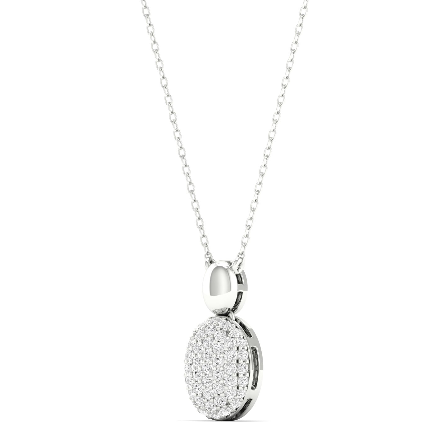 1/4 Cts. Oval Pave Fashion Pendant