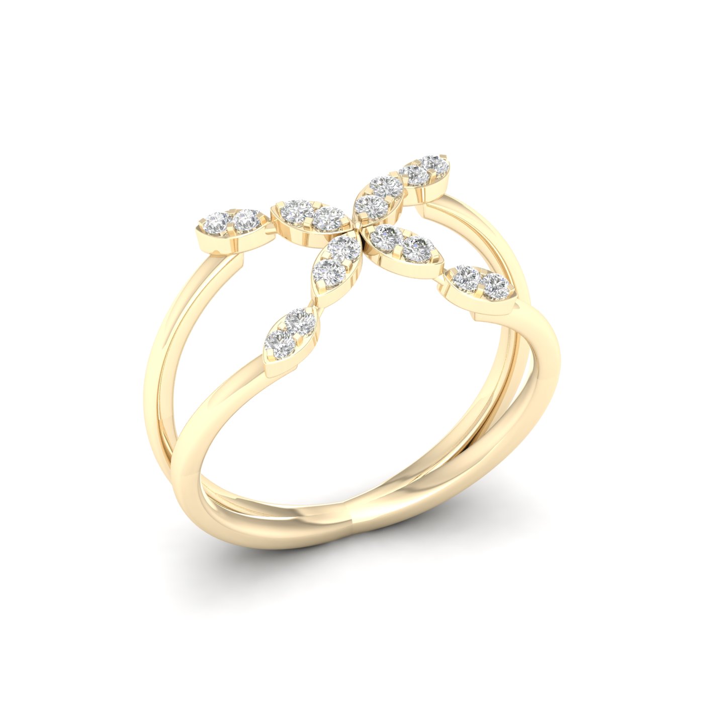 1/5 Cts. Cluster Cross Fashion Ring