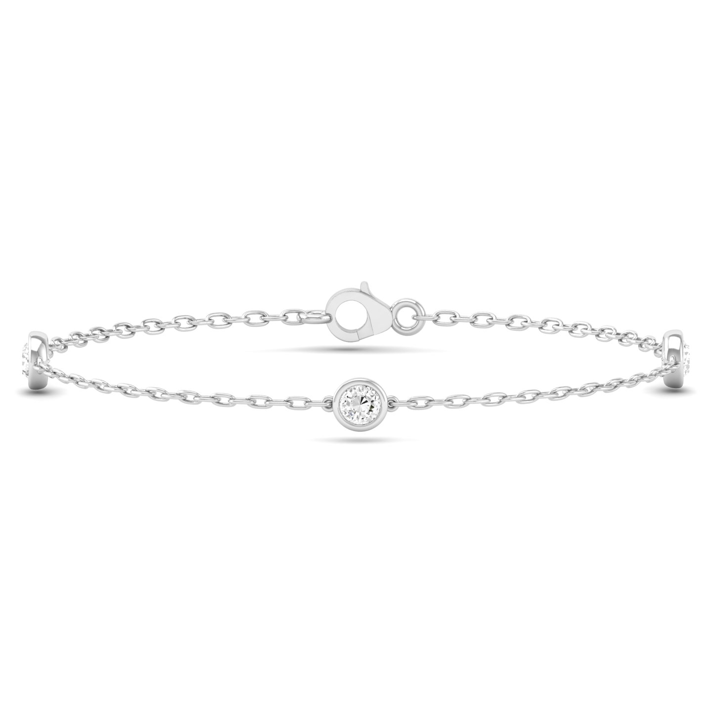 1/2 Cts. Three Stone Bezel Station Bracelet