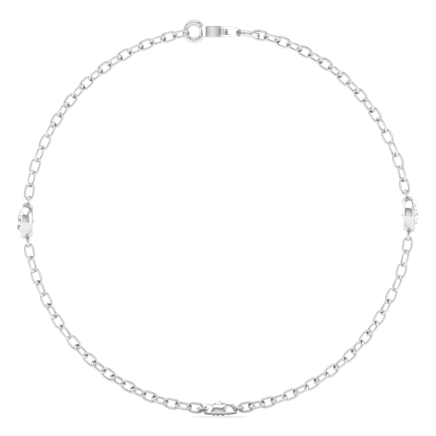 1/2 Cts. Three Stone Bezel Station Bracelet
