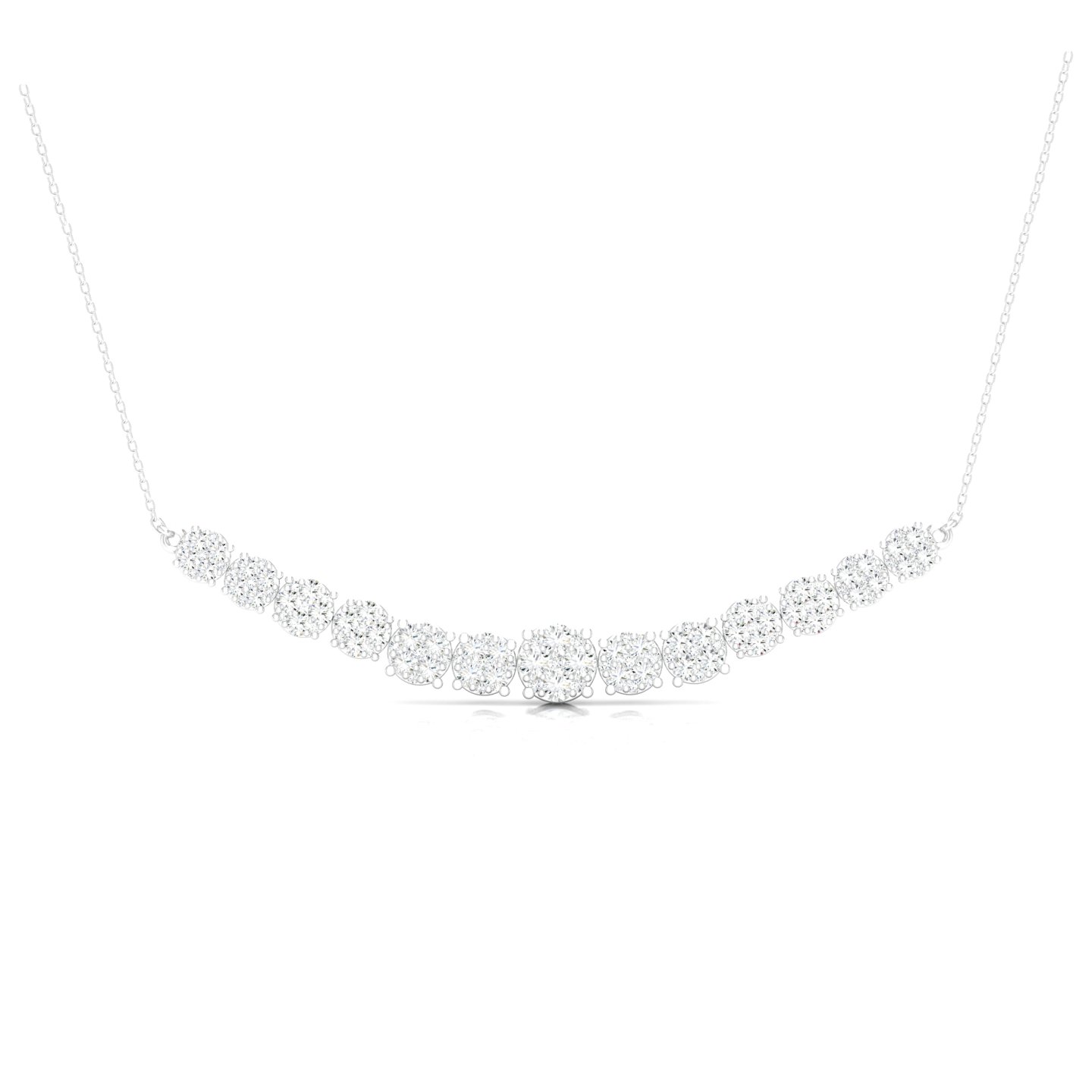 21/3 Cts. Thirteen Cluster Demi Necklace