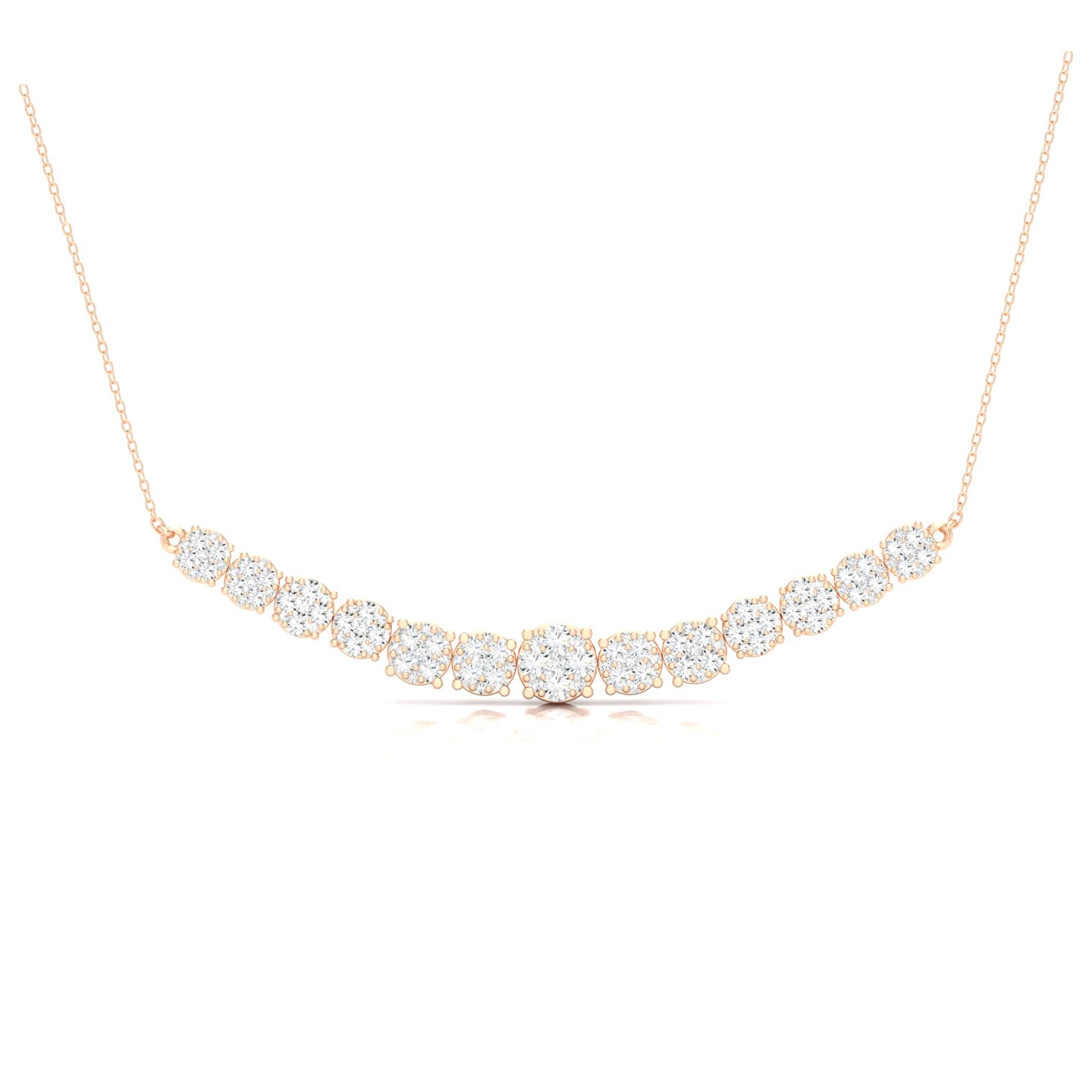 21/3 Cts. Thirteen Cluster Demi Necklace