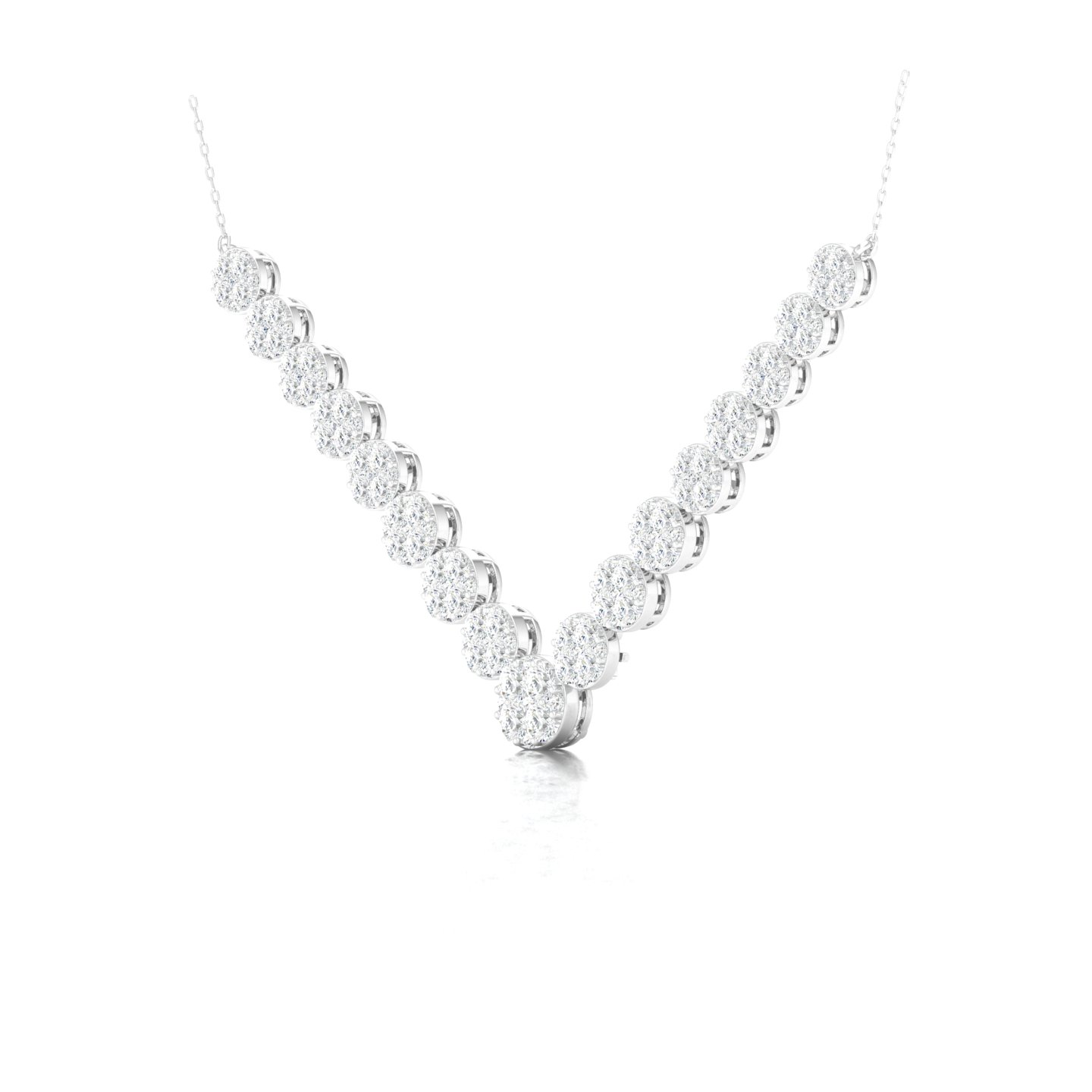 3 Cts. Cheveron Cluster Demi Necklace