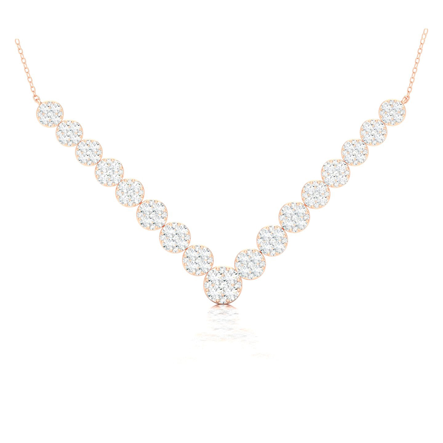 3 Cts. Cheveron Cluster Demi Necklace