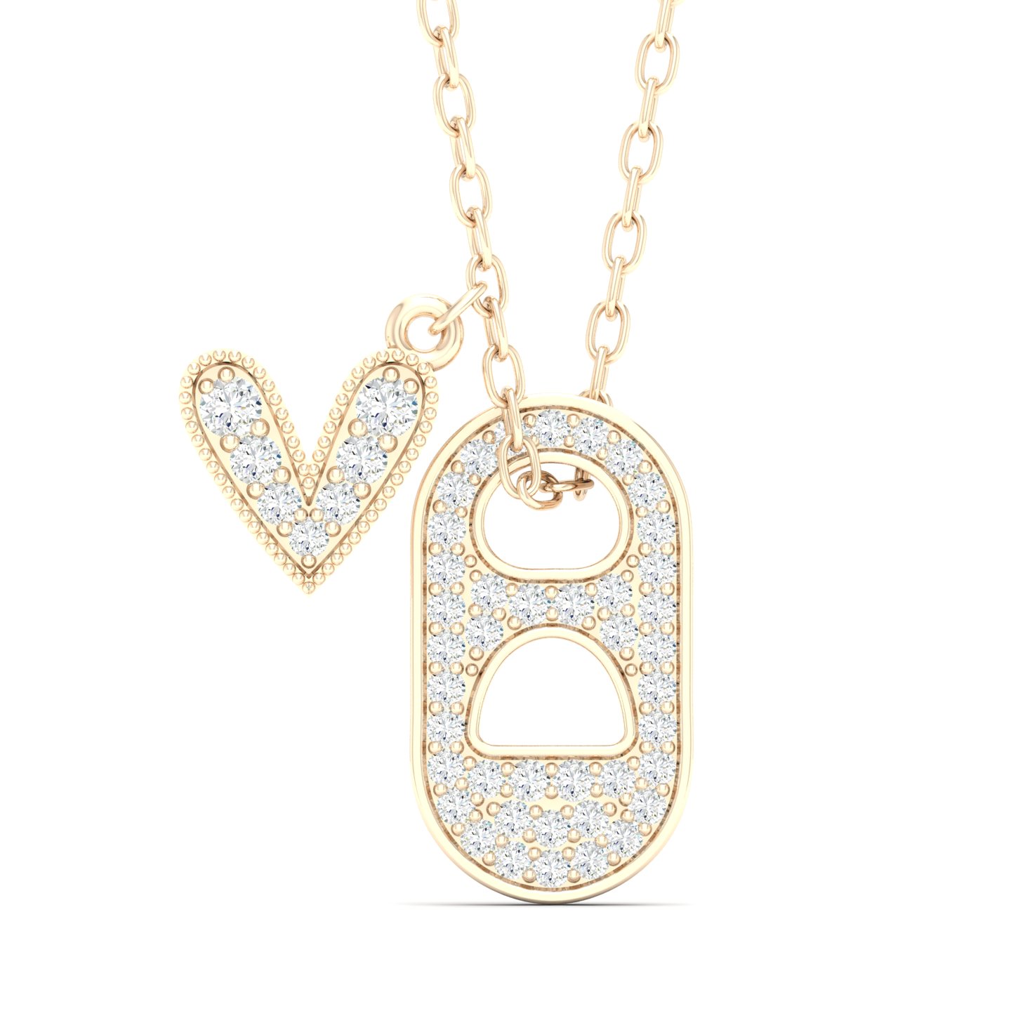 1/3 Cts. Heart Pull Tab Pave Pendant