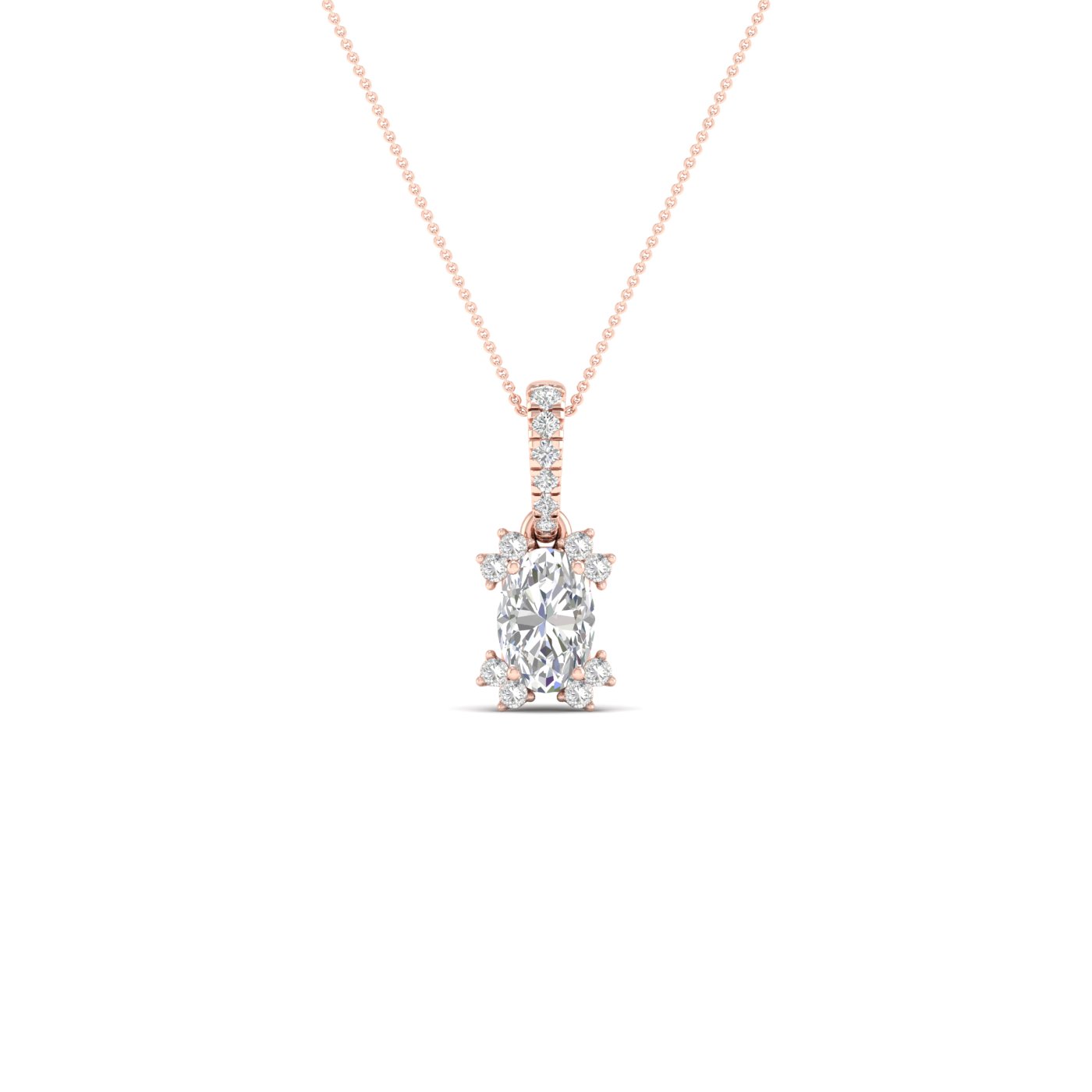 5/8 Cts. Oval Center Halo Pendant