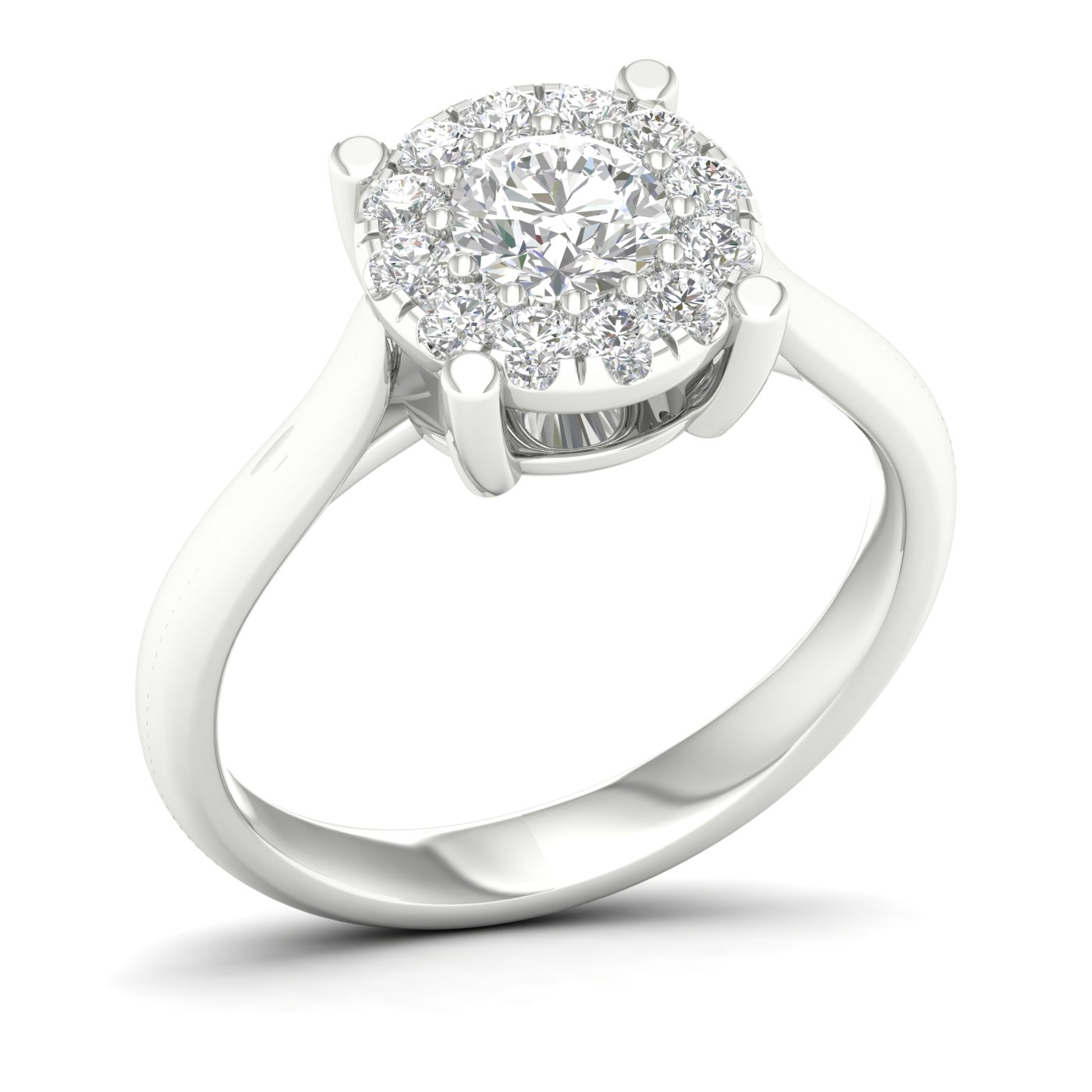 3/4 Cts. Plain Shank Cluster Ring