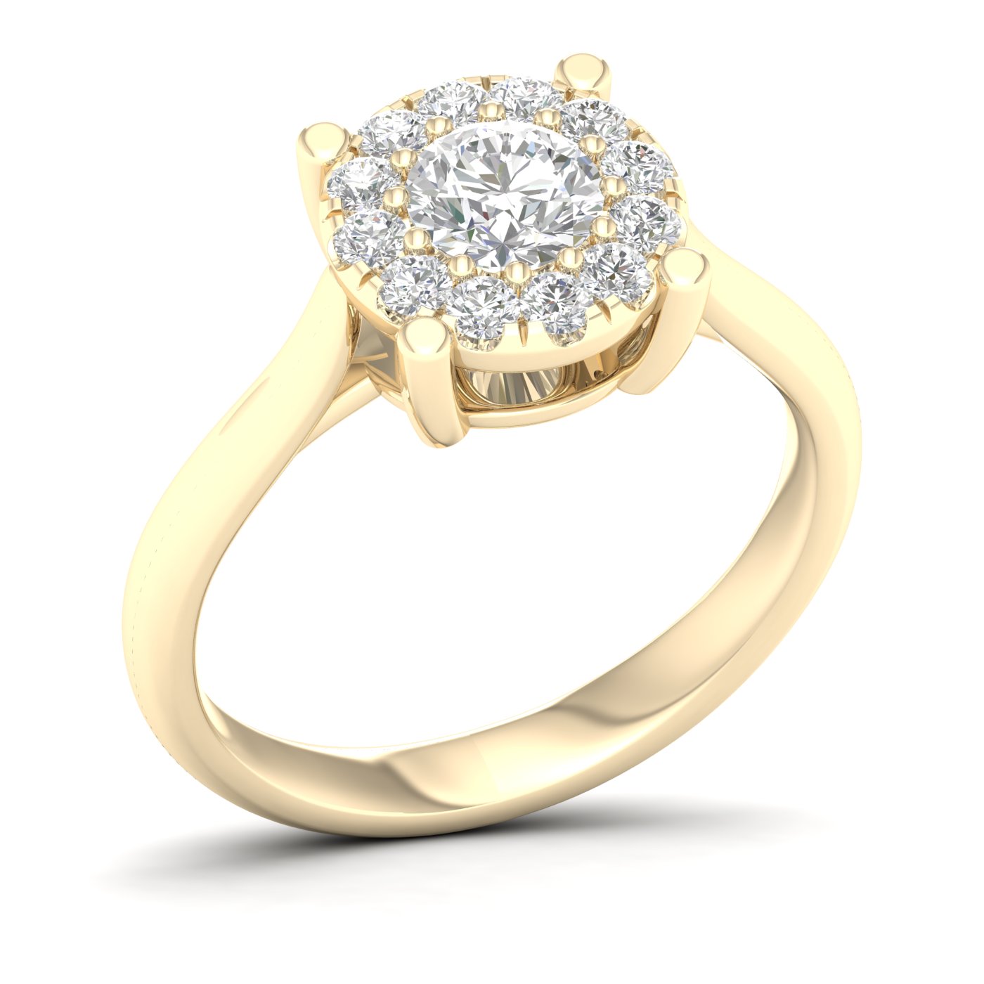 3/4 Cts. Plain Shank Cluster Ring