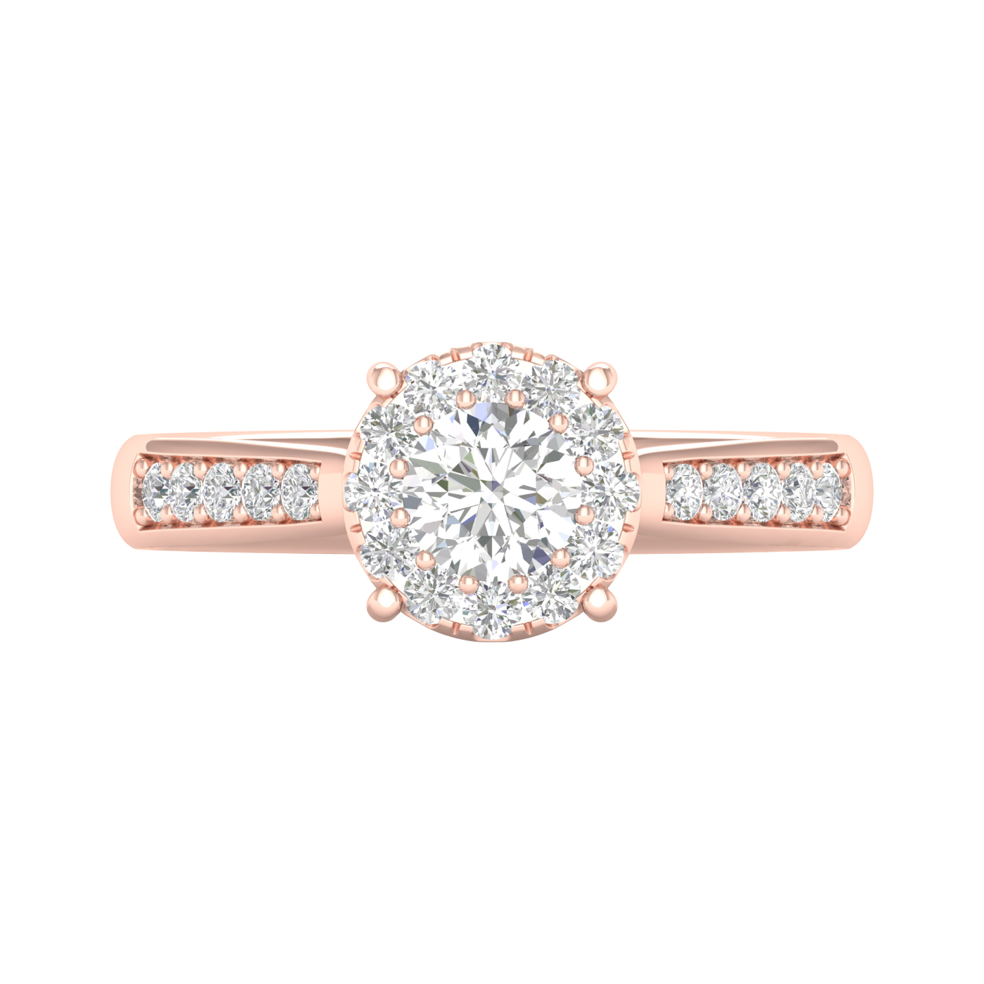 3/4 Cts. Pave Studded Shank Cluster Ring