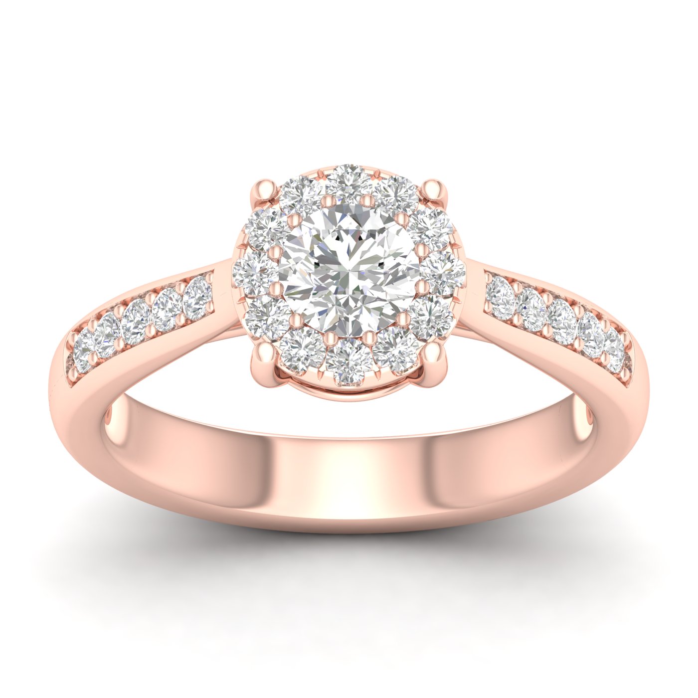 3/4 Cts. Pave Studded Shank Cluster Ring