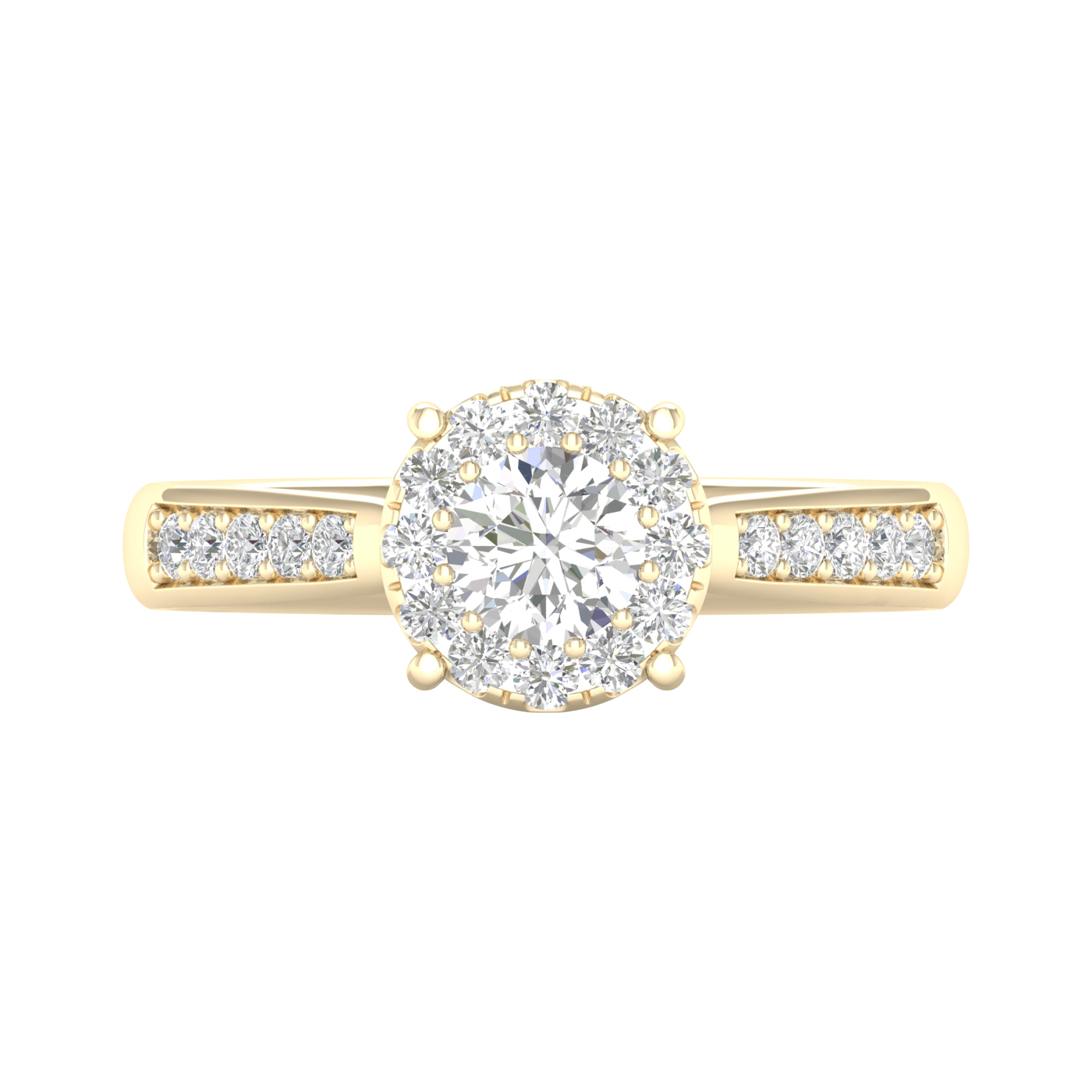 3/4 Cts. Pave Studded Shank Cluster Ring