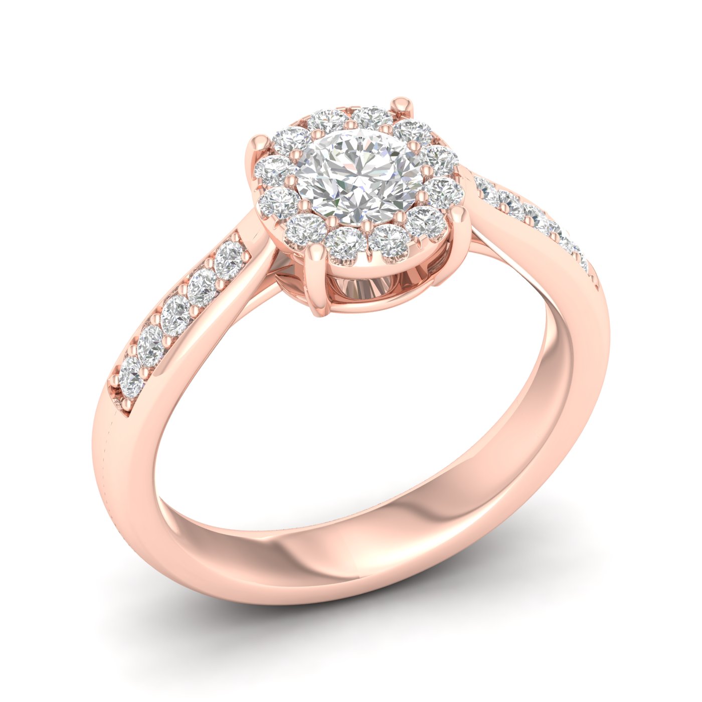 3/4 Cts. Pave Studded Shank Cluster Ring