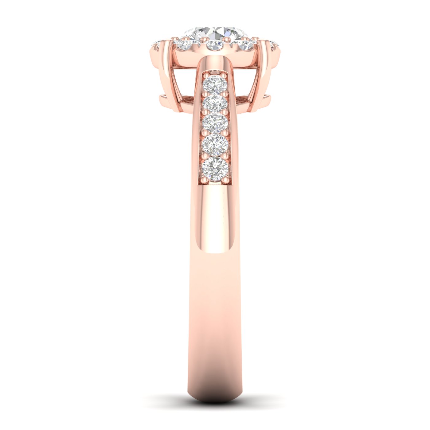 3/4 Cts. Pave Studded Shank Cluster Ring