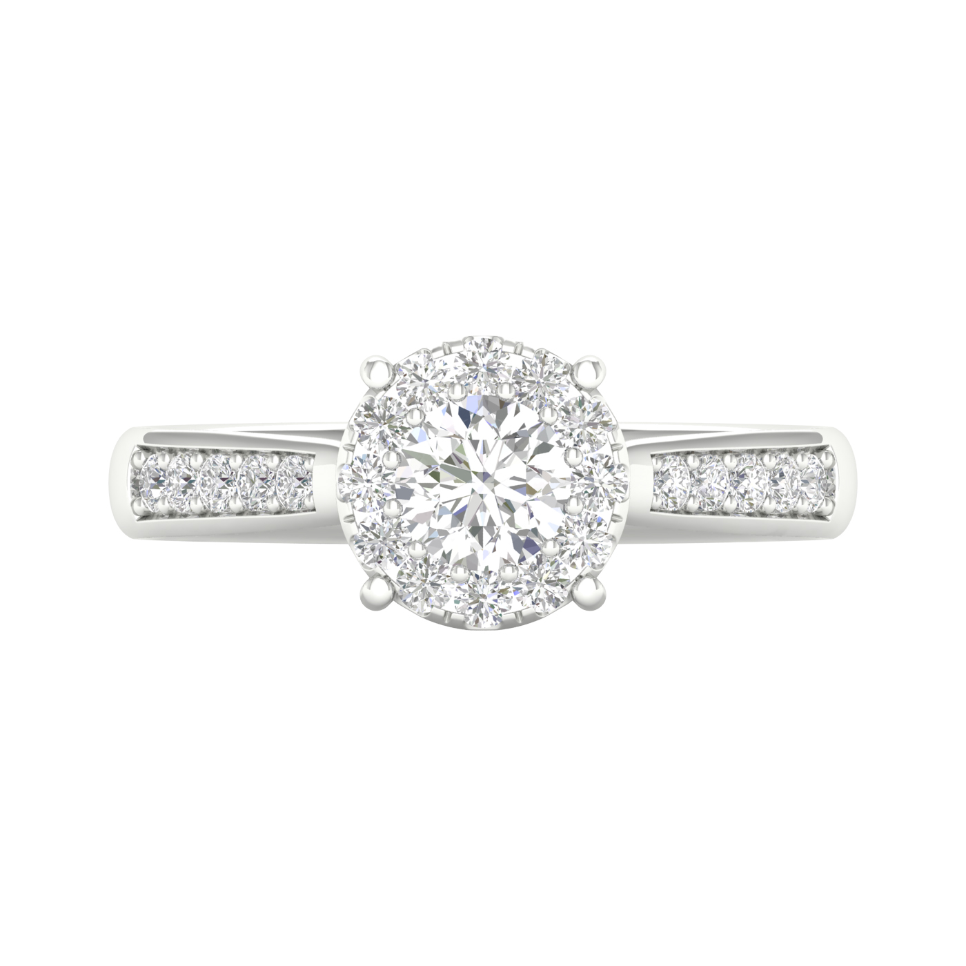 3/4 Cts. Pave Studded Shank Cluster Ring