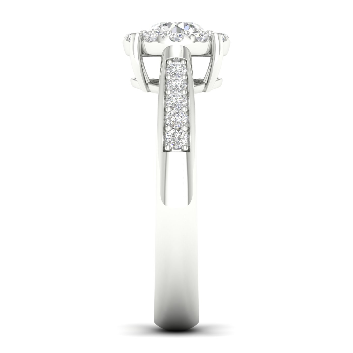 3/4 Cts. Pave Studded Shank Cluster Ring