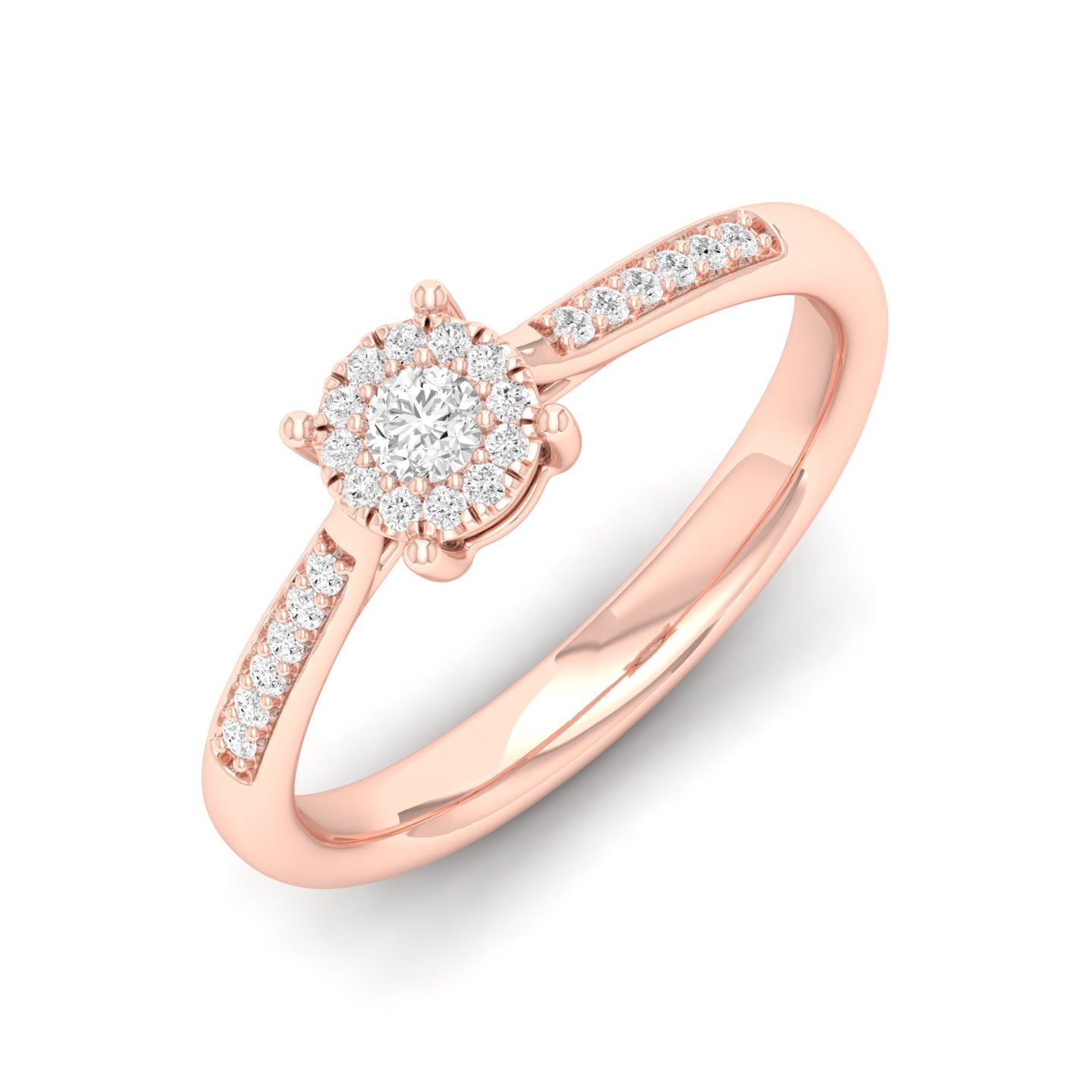 1/5 Cts. Pave Studded Shank Cluster Ring