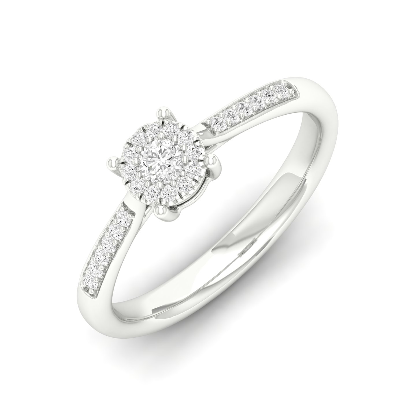 1/5 Cts. Pave Studded Shank Cluster Ring