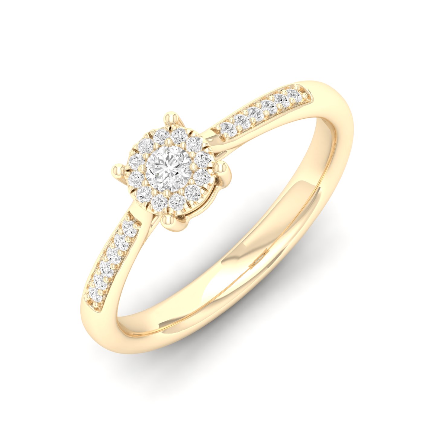 1/5 Cts. Pave Studded Shank Cluster Ring