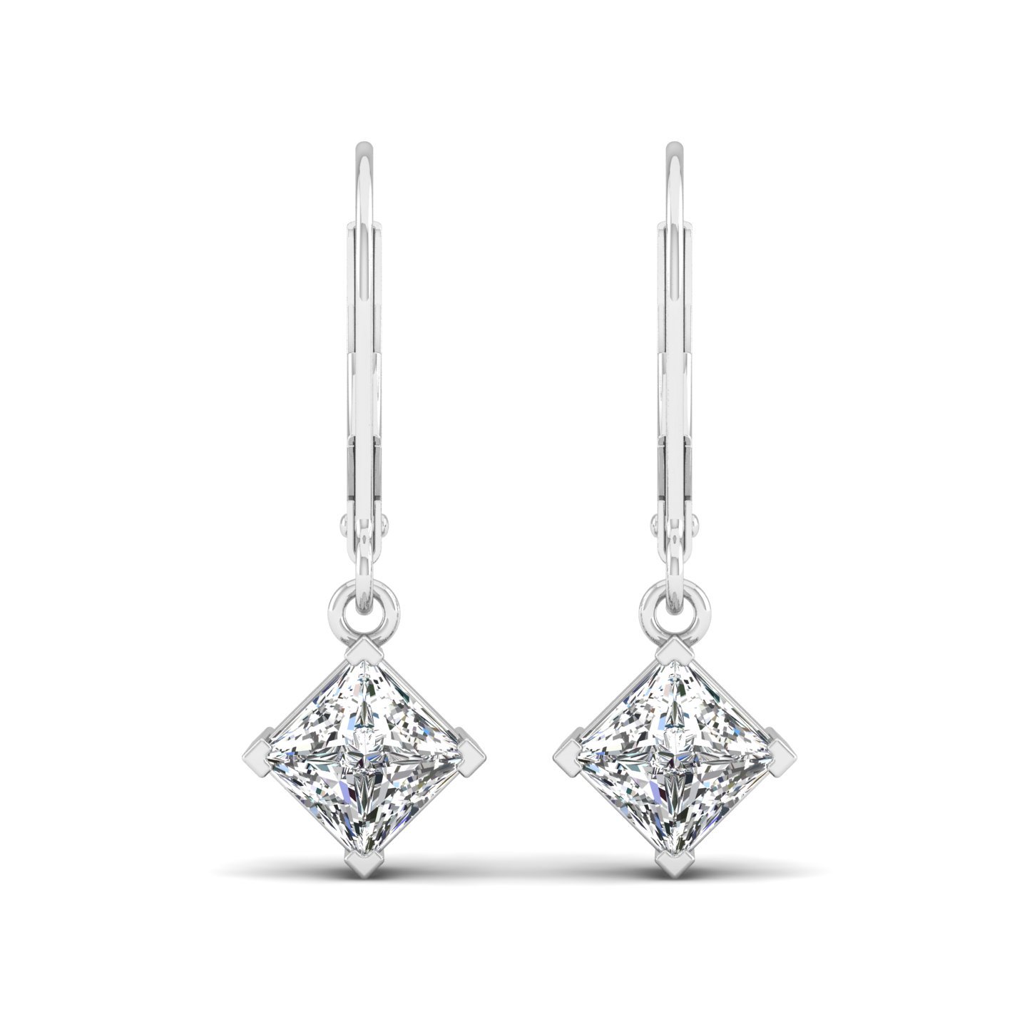 Princess Diamond Lever Back Earrings