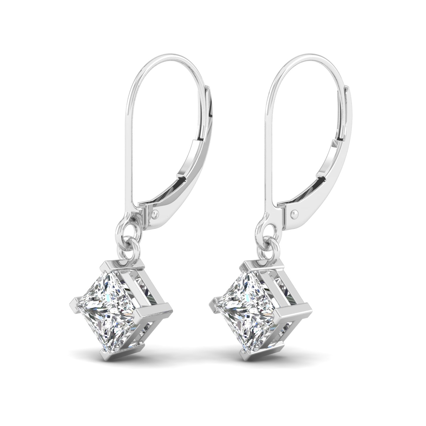 Princess Diamond Lever Back Earrings