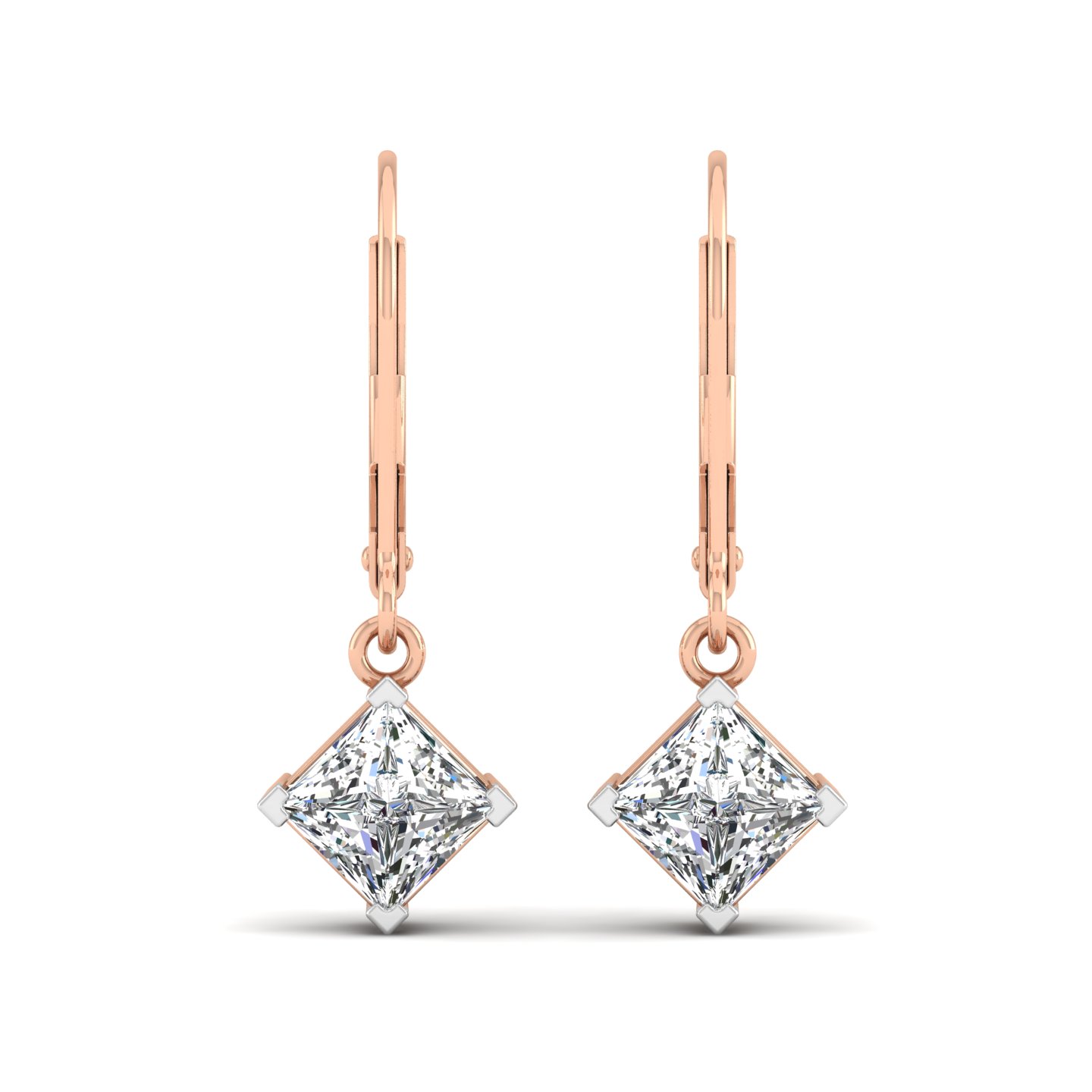 Princess Diamond Lever Back Earrings