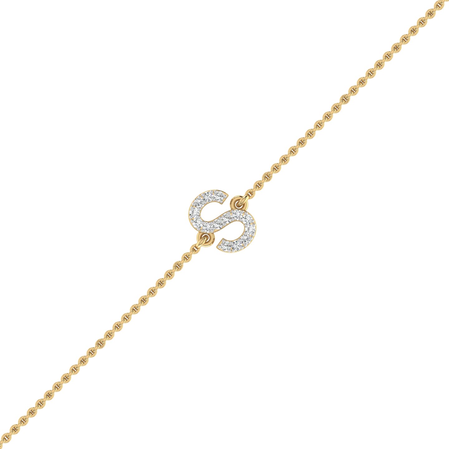 The "S" Diamond Alphabet Bracelet