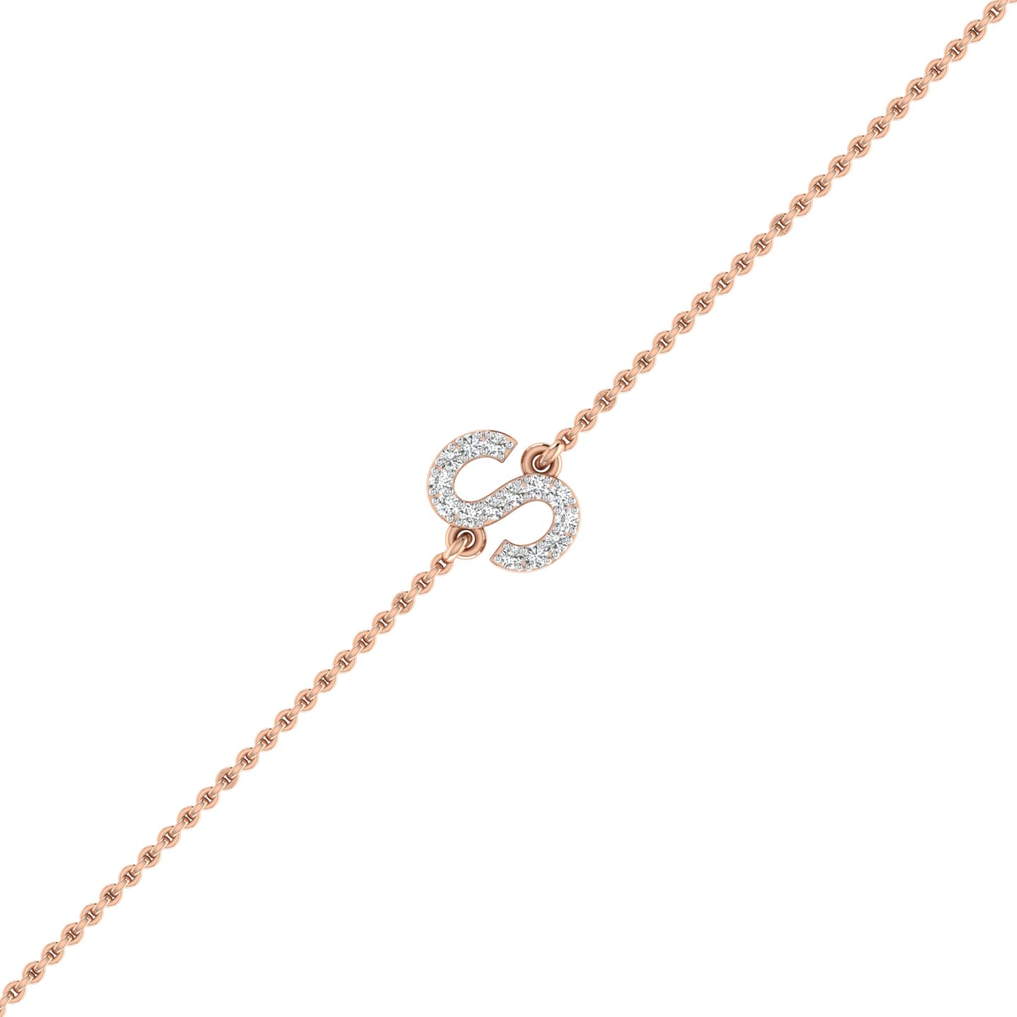 The "S" Diamond Alphabet Bracelet