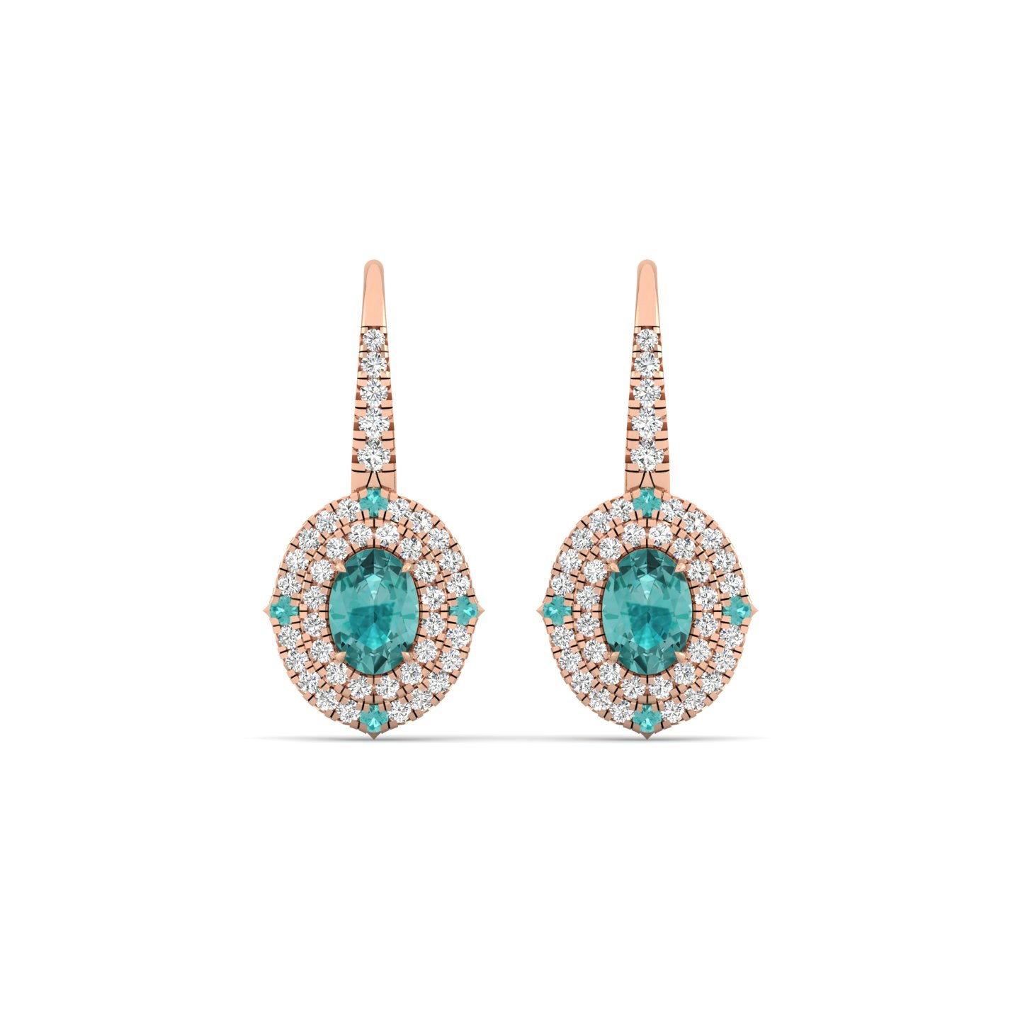 Aqua Halo Drop Earrings
