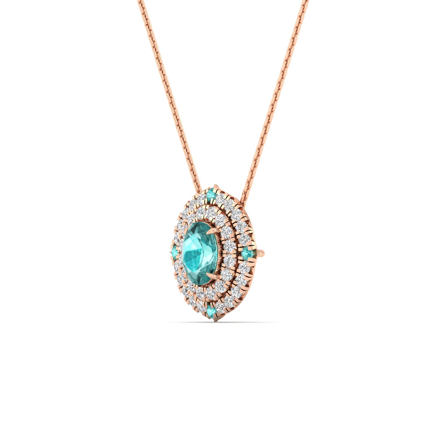 Aurora Oval Halo Pendant