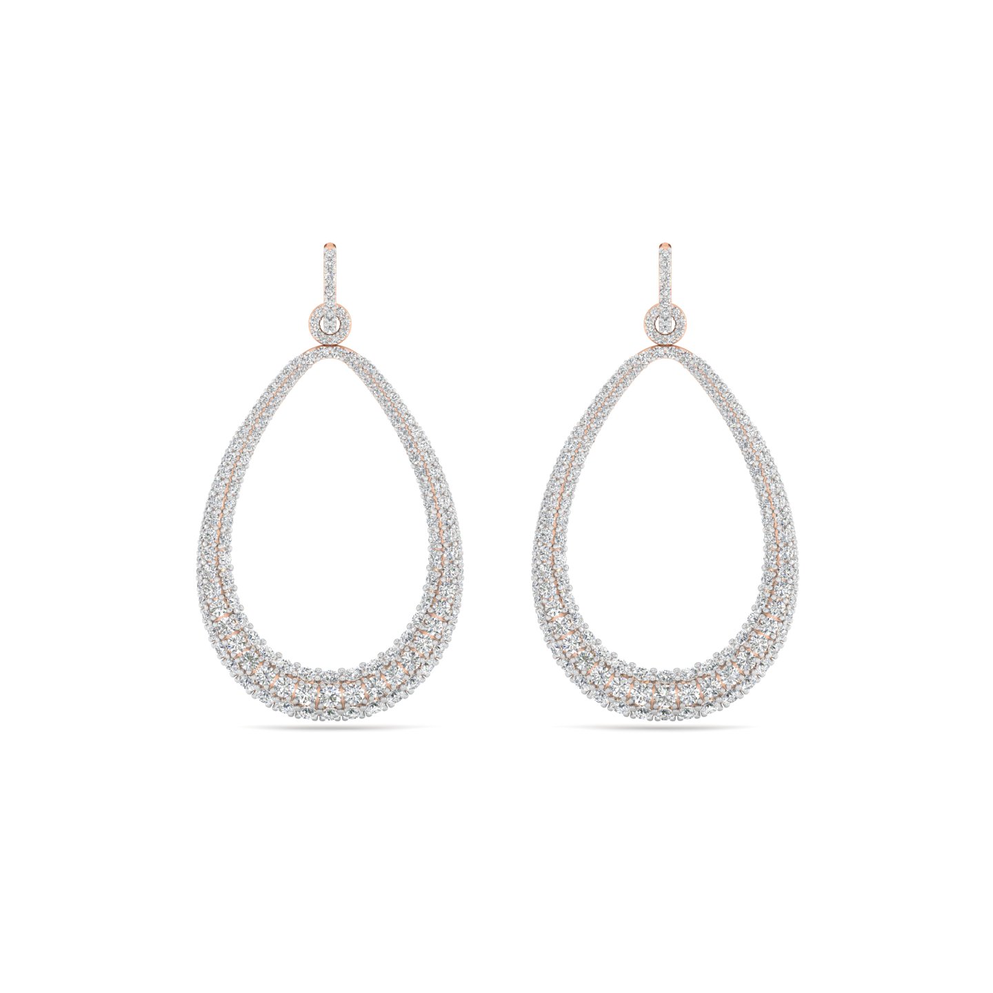Diamond Pave Teardrop Drop Earrings