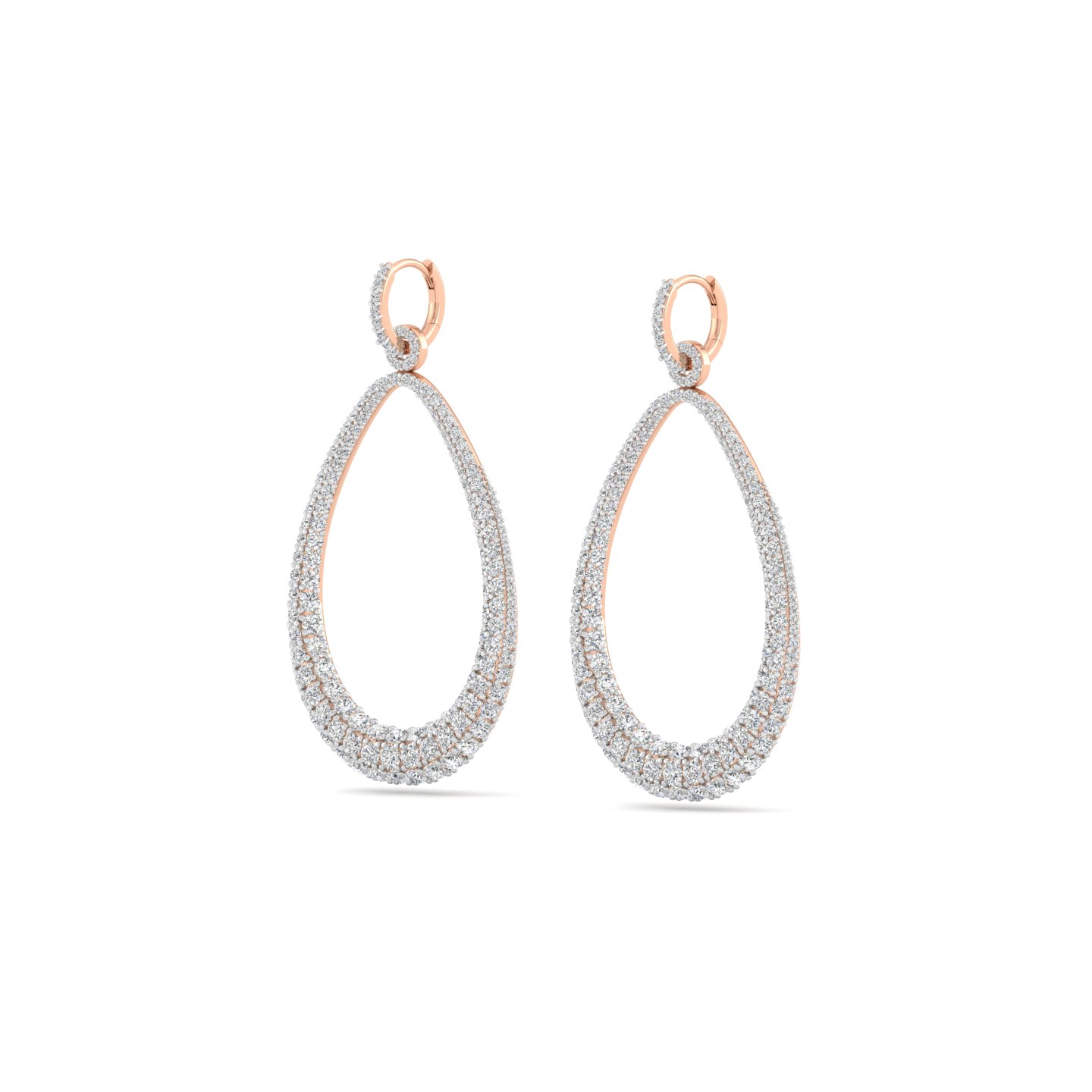 Diamond Pave Teardrop Drop Earrings