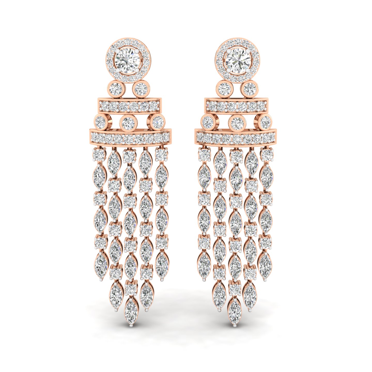 Diamond Cascade Tassel Earrings