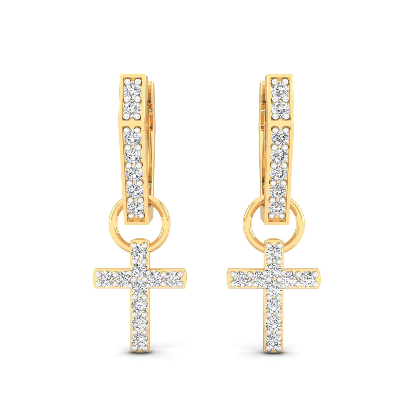 Cruciform Diamond Drop Hoops