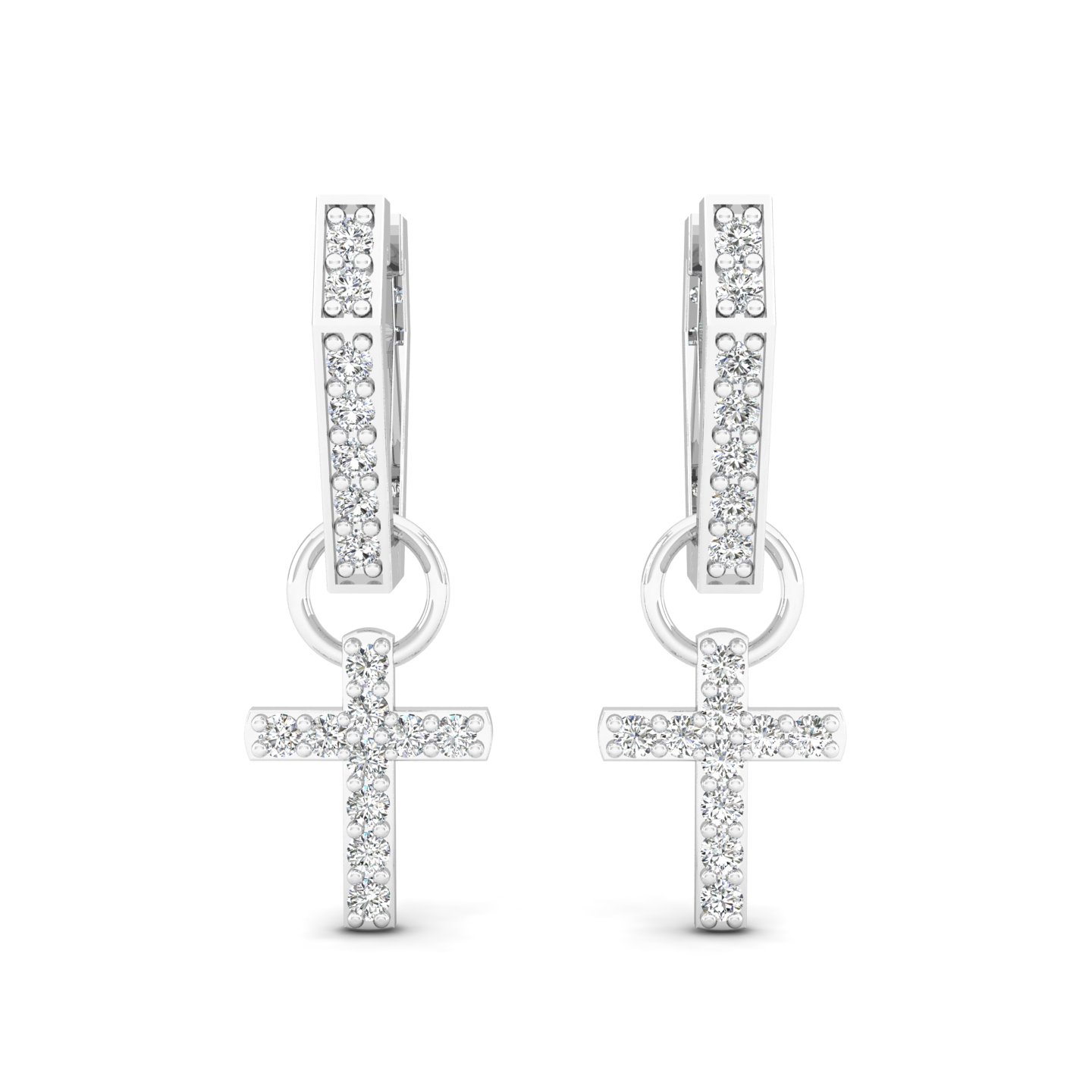 Cruciform Diamond Drop Hoops