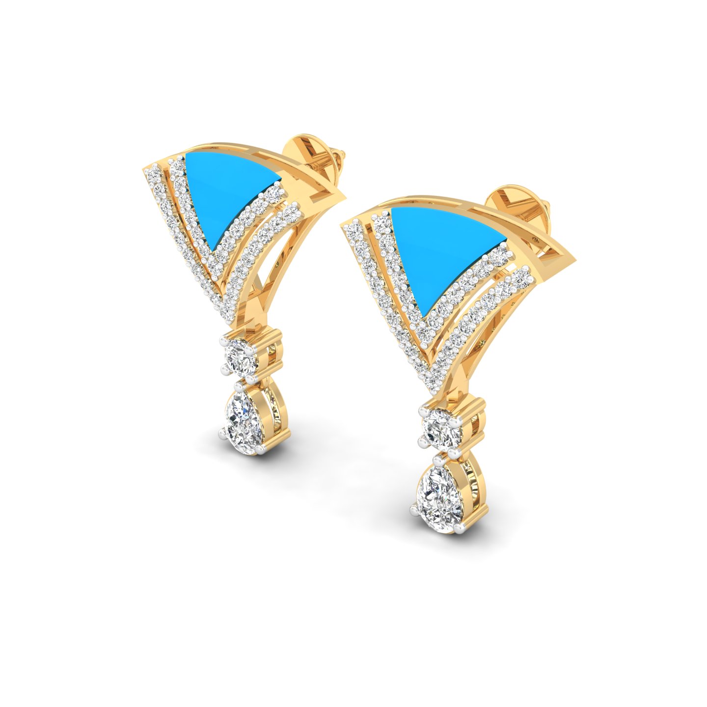 Aqua V Drop Earrings
