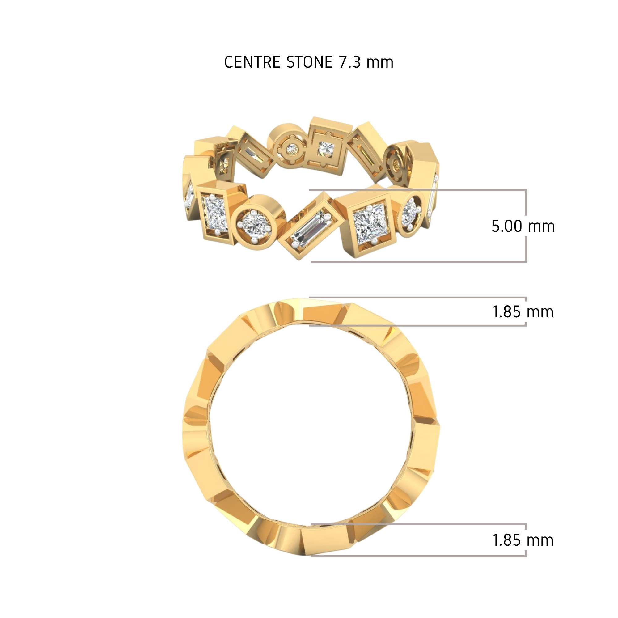 Princess & Baguette Diamond Fashion Band