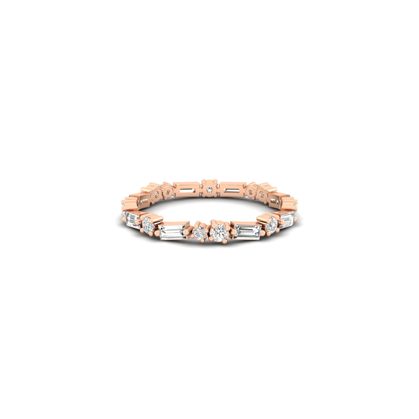 Diamond & Baguette Stackable Band