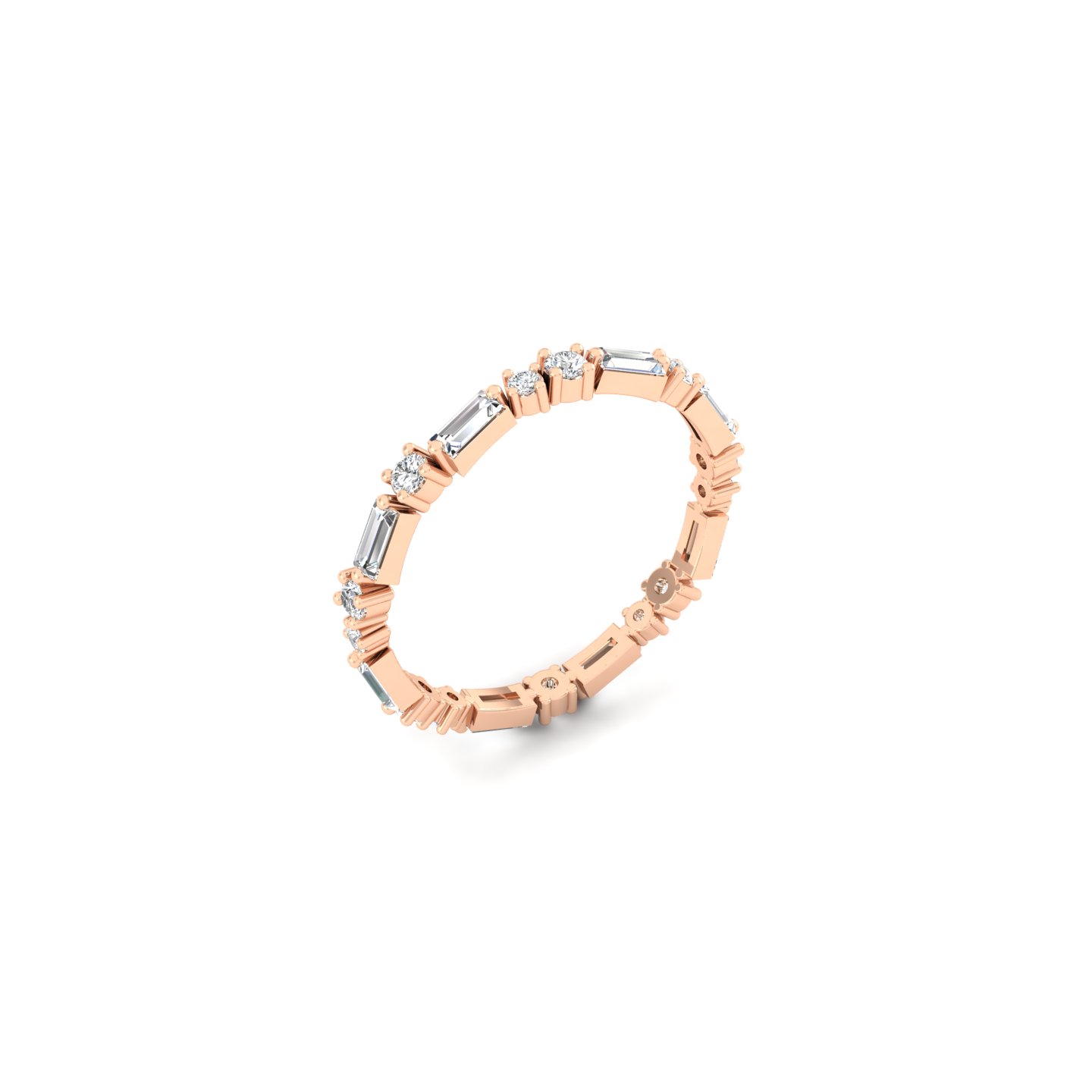 Diamond & Baguette Stackable Band