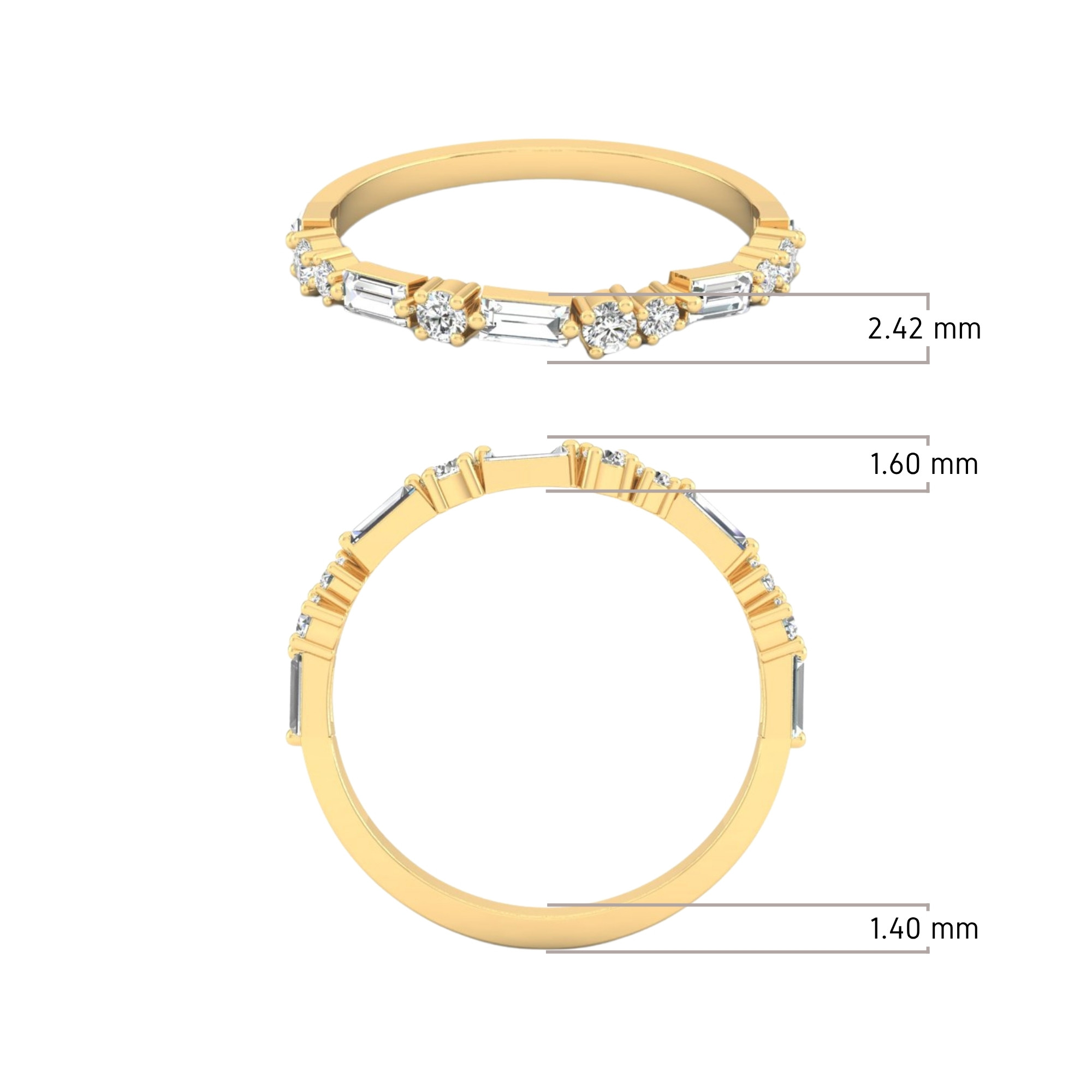 Diamond & Baguette Minimal Band