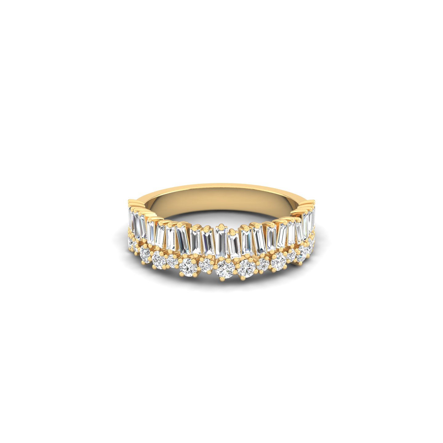 Wide Baguette & Round Diamond Fashion Band