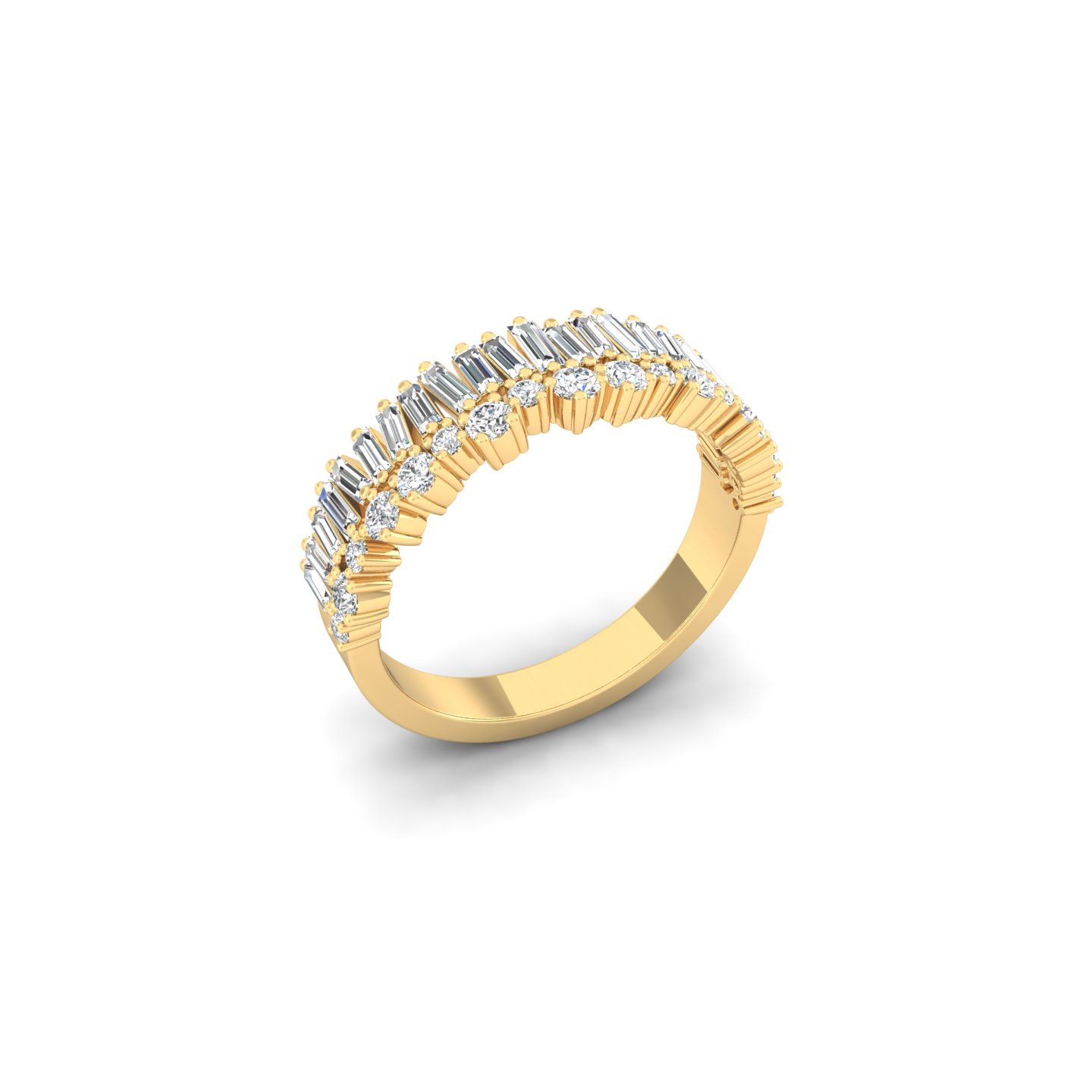 Wide Baguette & Round Diamond Fashion Band