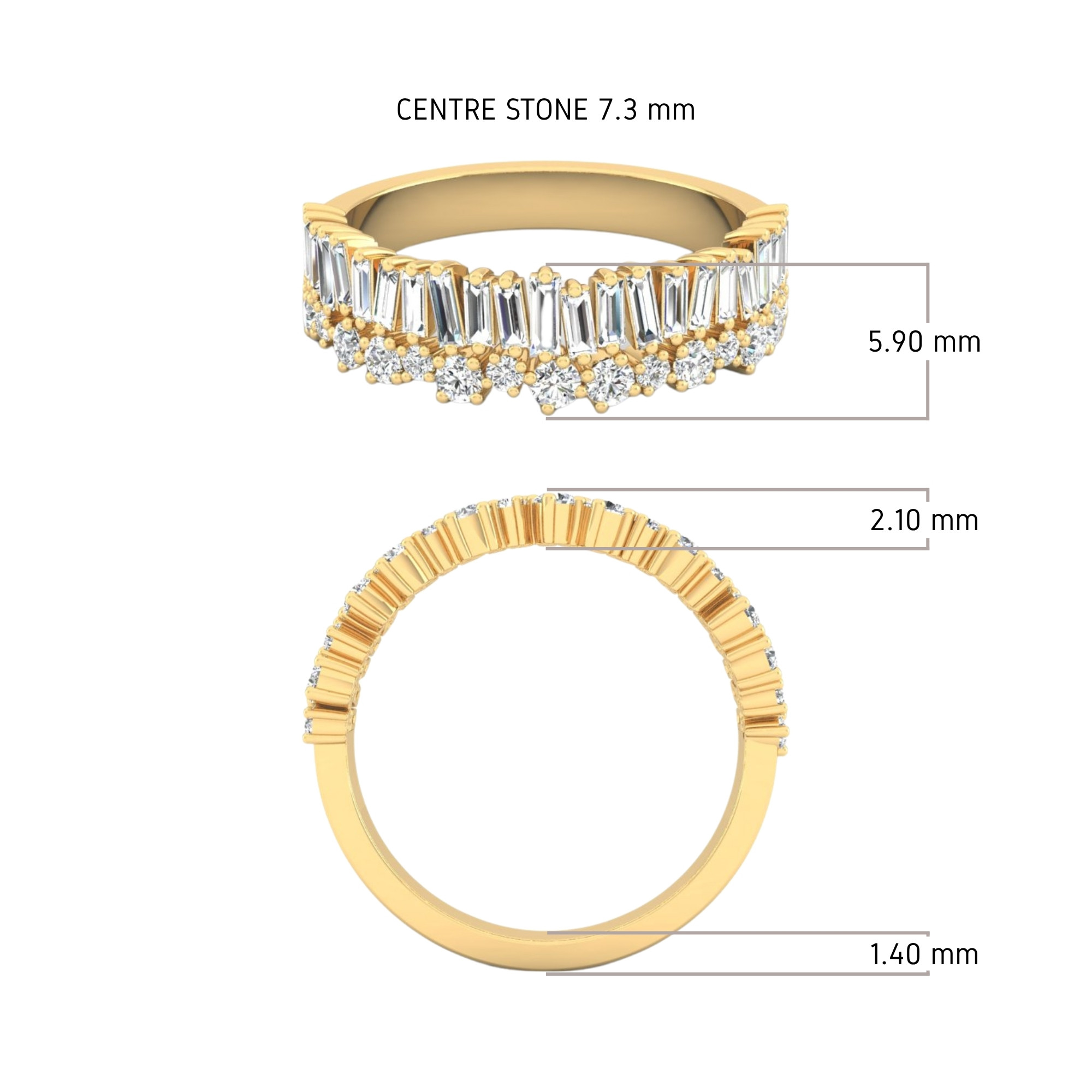 Wide Baguette & Round Diamond Fashion Band
